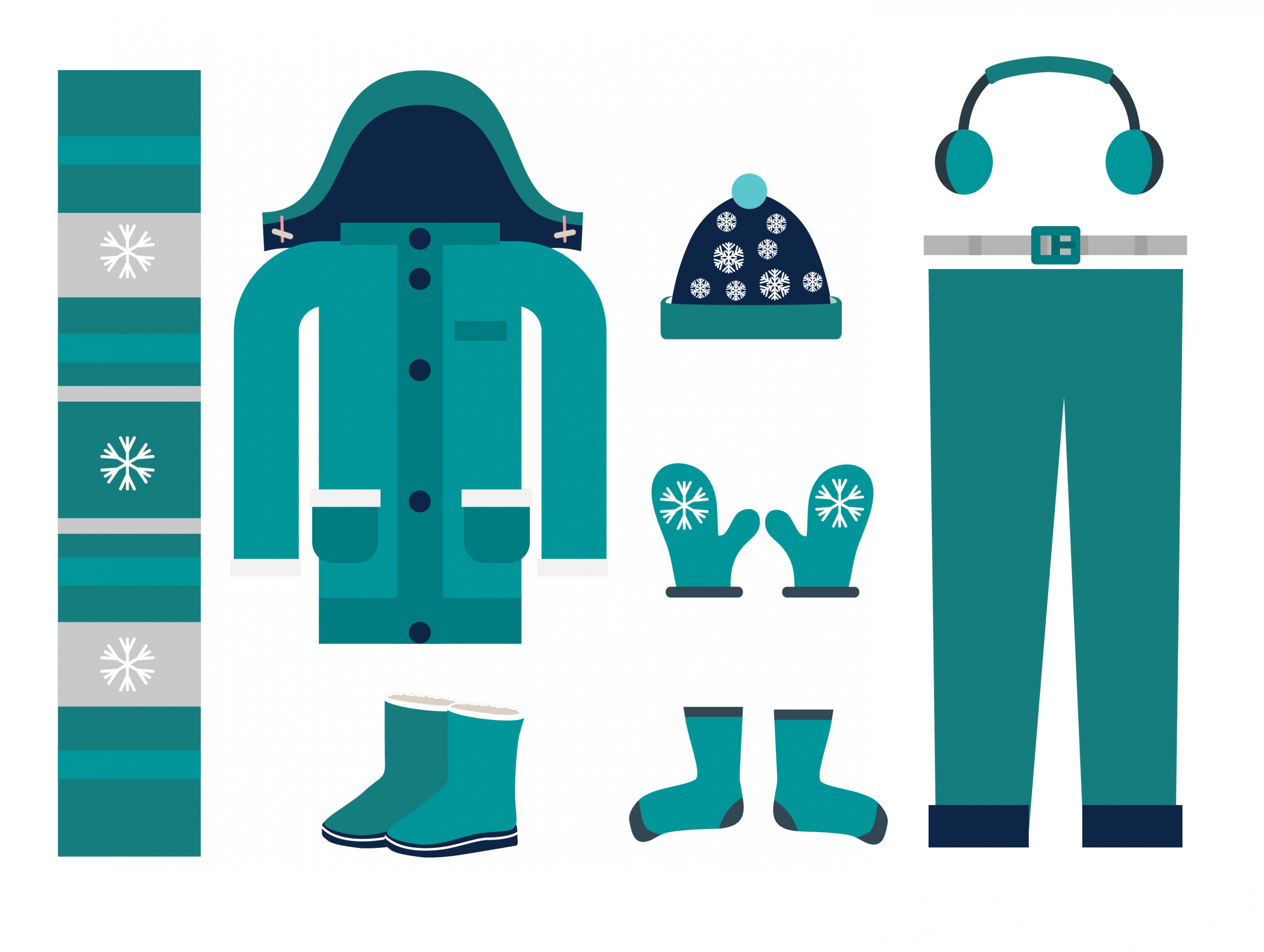 winter design element blue clothing icons