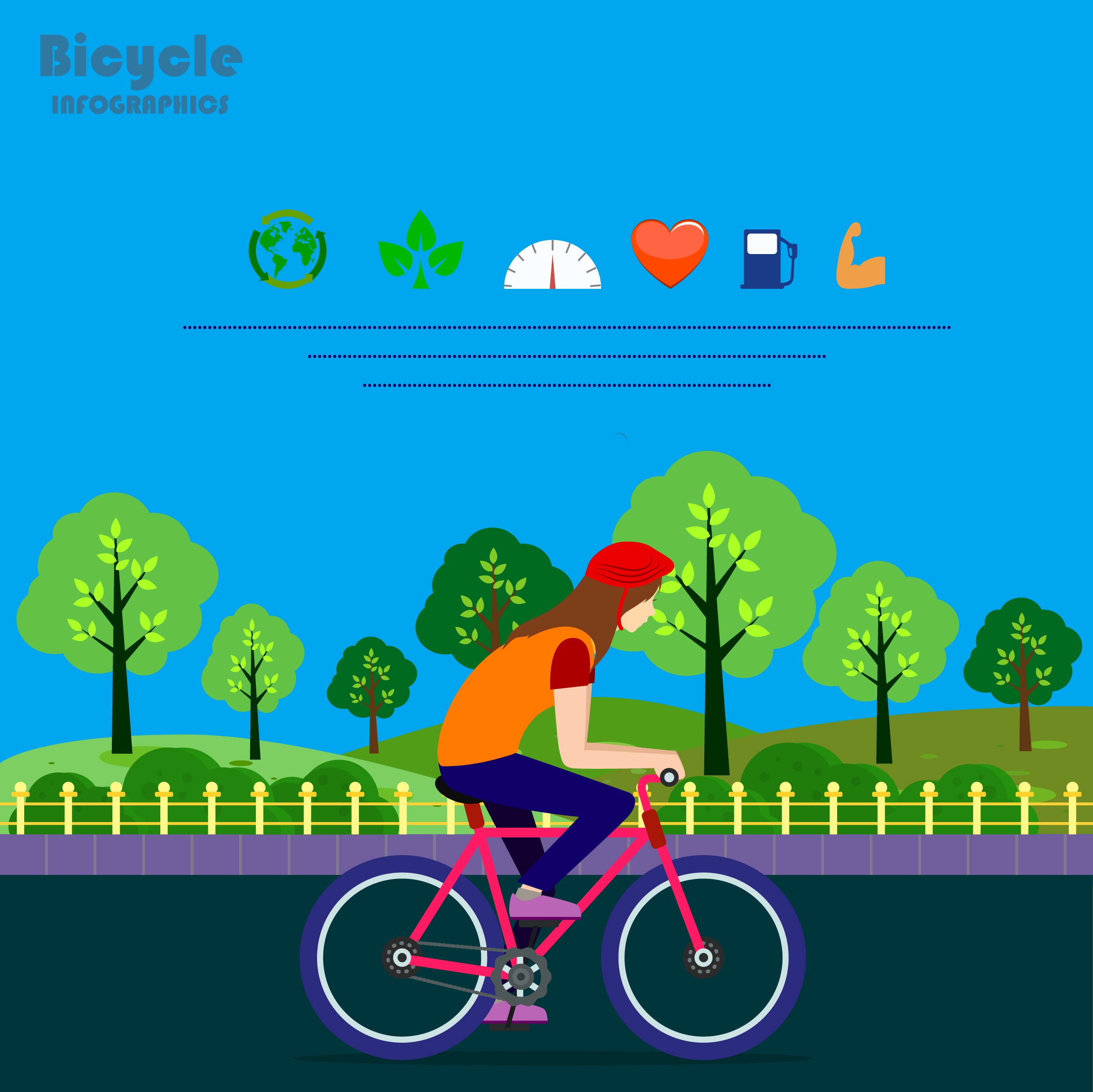 healthy life infographic bicycle rider icon