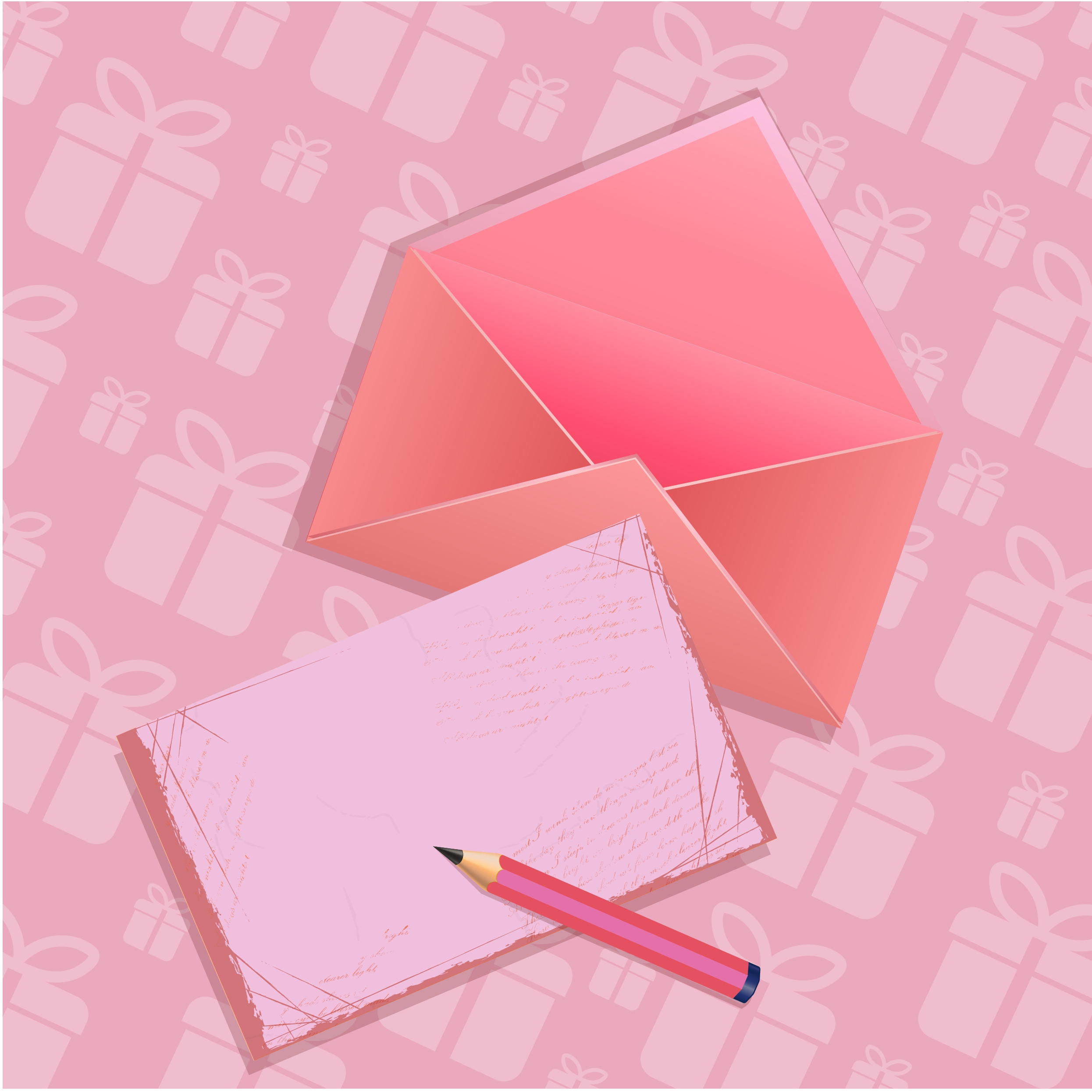 vignette gift background pink decoration envelope icon