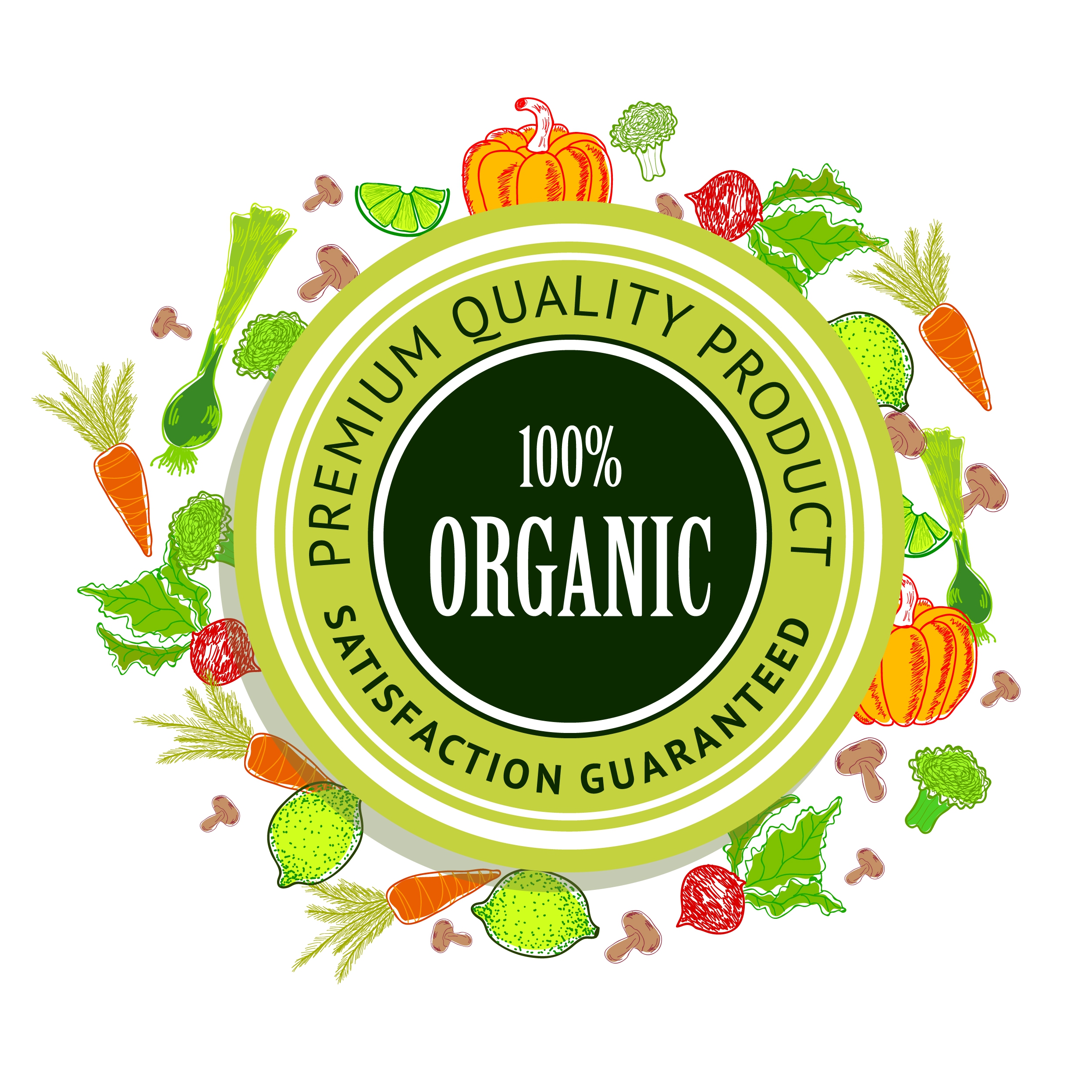 organic food promotion background circle stamp decor