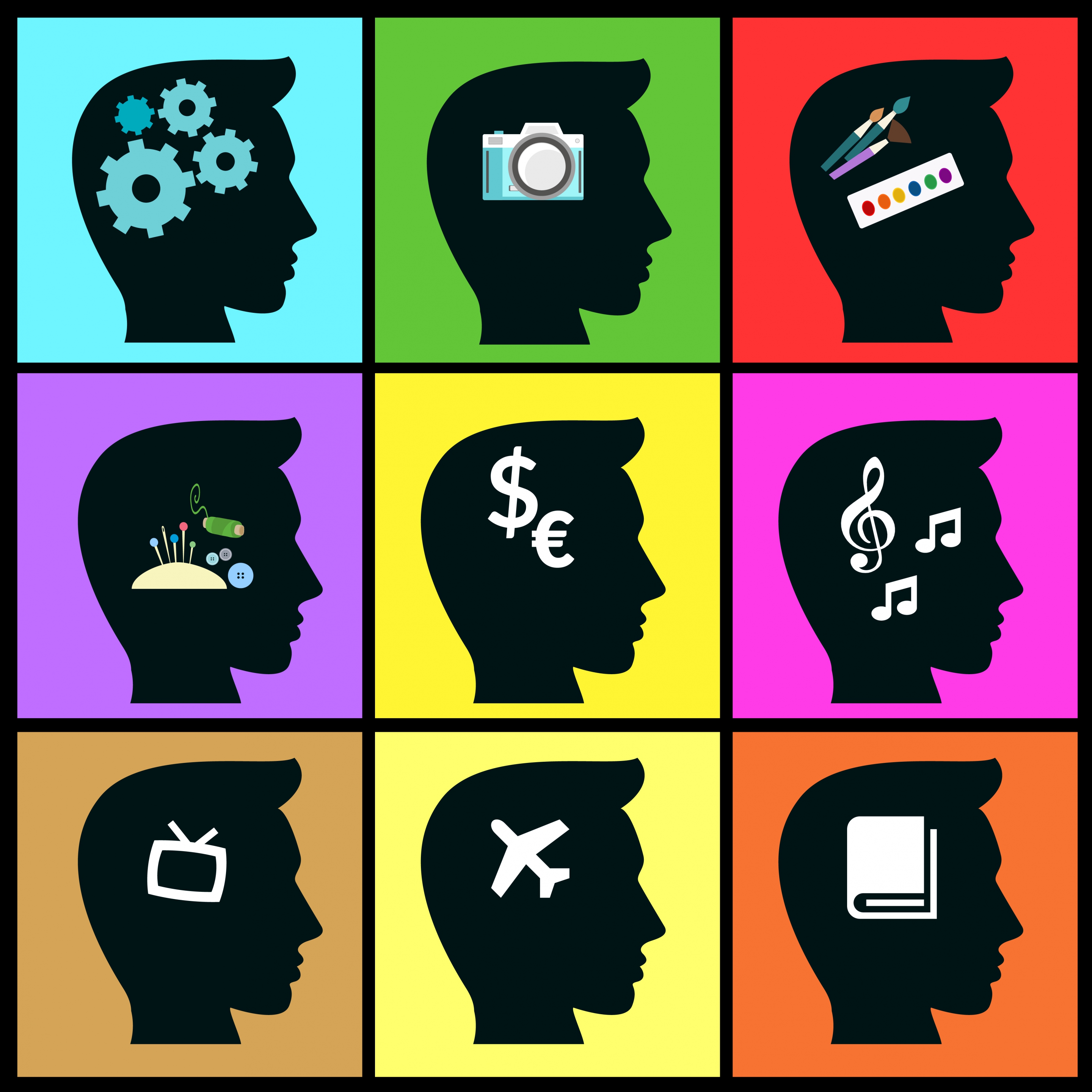 human thoughts icon black silhouette head isolation