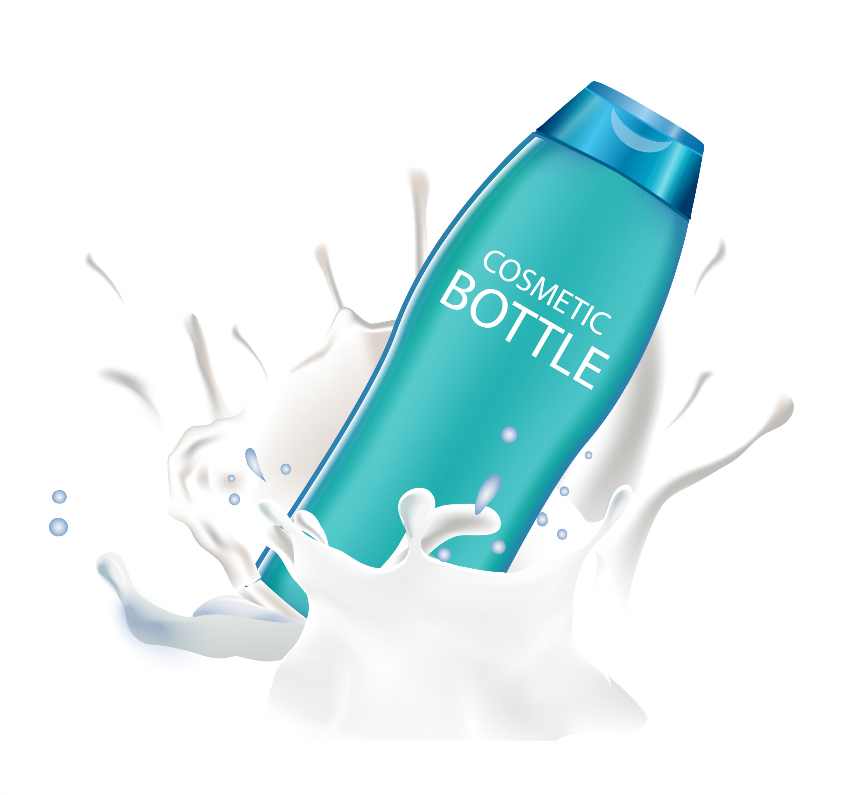 cosmetic advertisement splashing milk realistic bottle icon