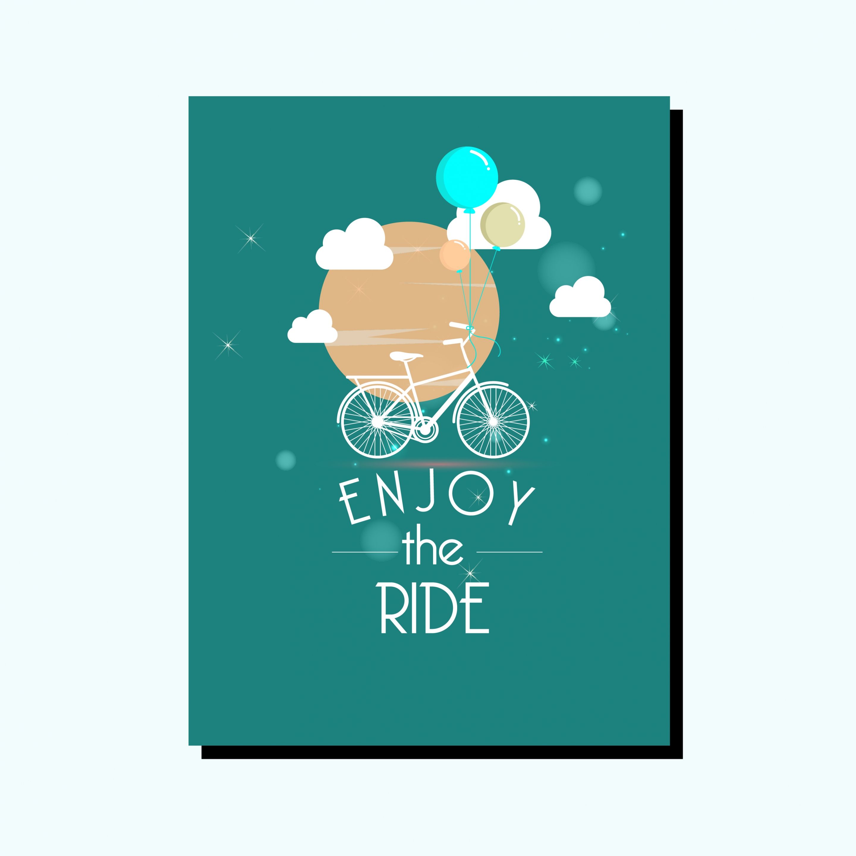 card cover bicycle background floating object balloons decoration