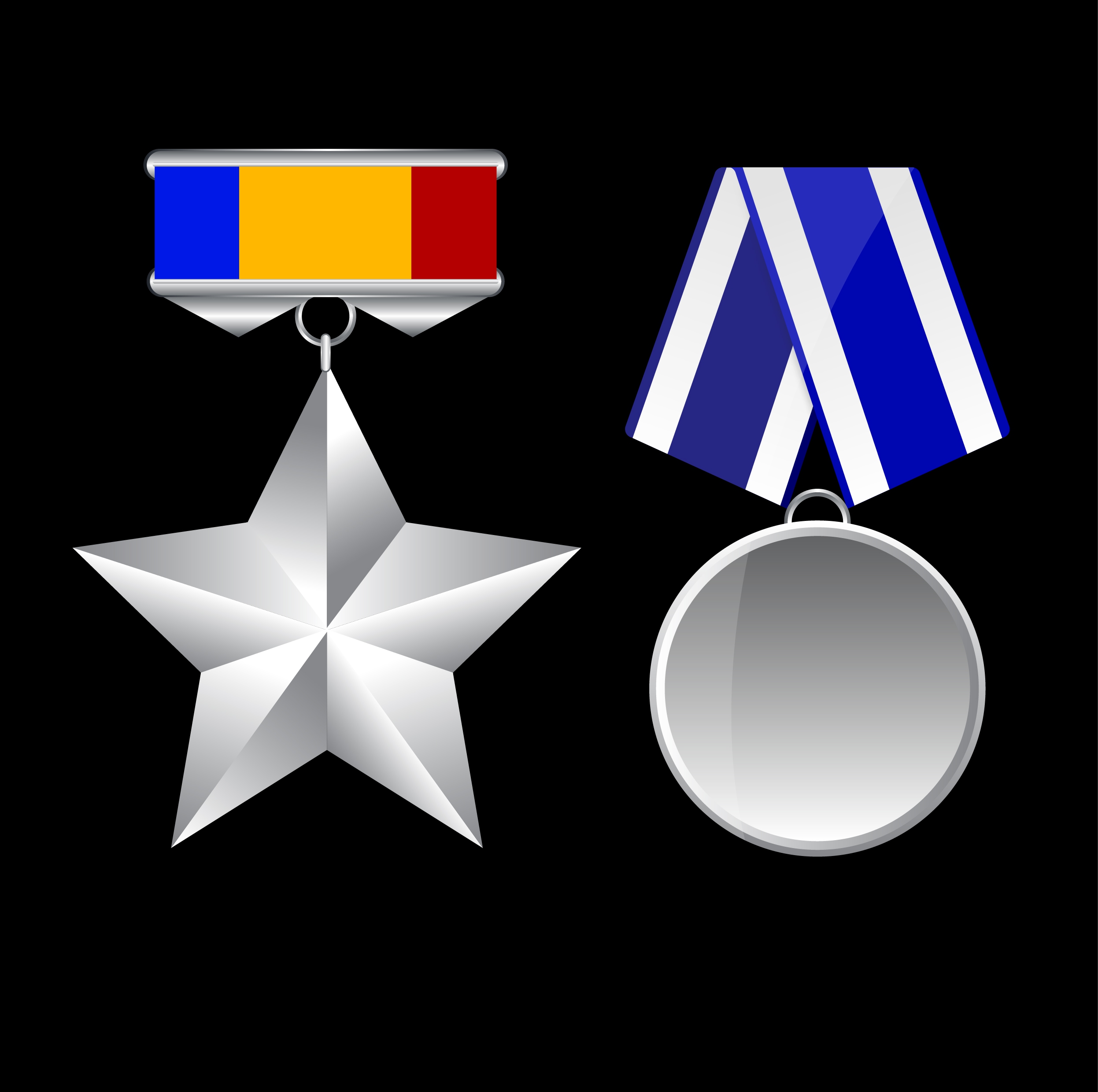 medal icon templates shiny grey various shapes