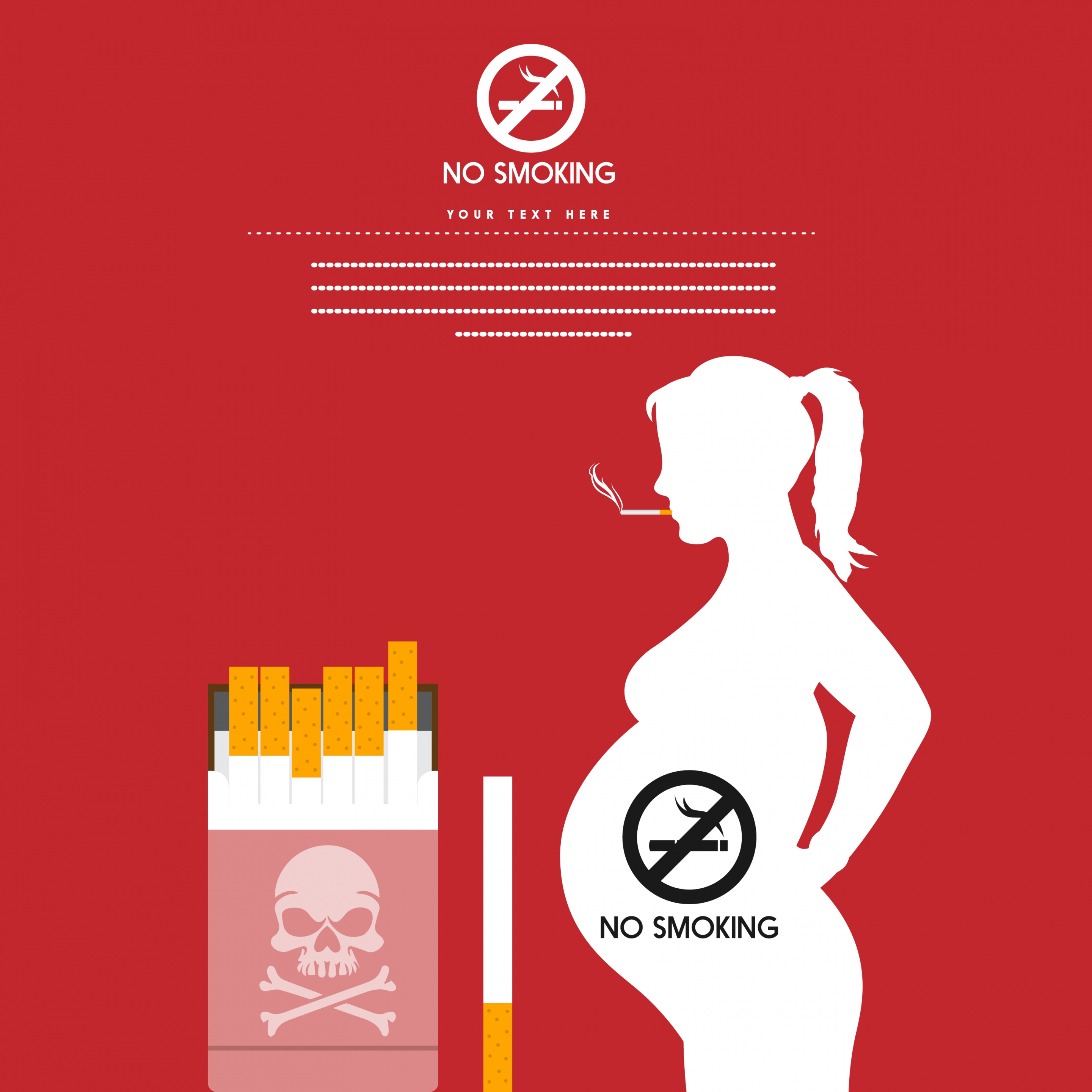 no smoking banner pregnant silhouette tobacco icons