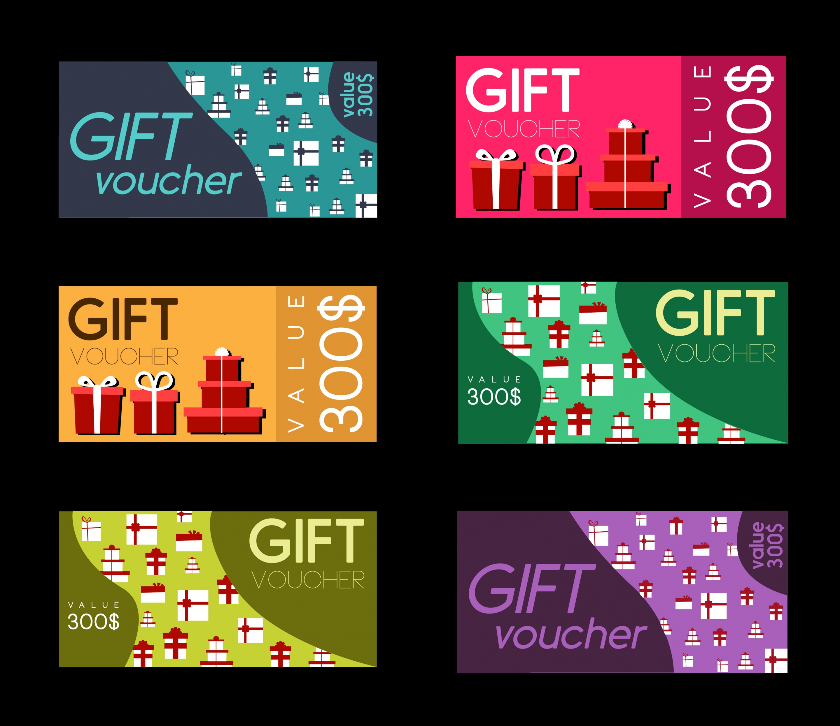 gift vouchers collection colorful flat design