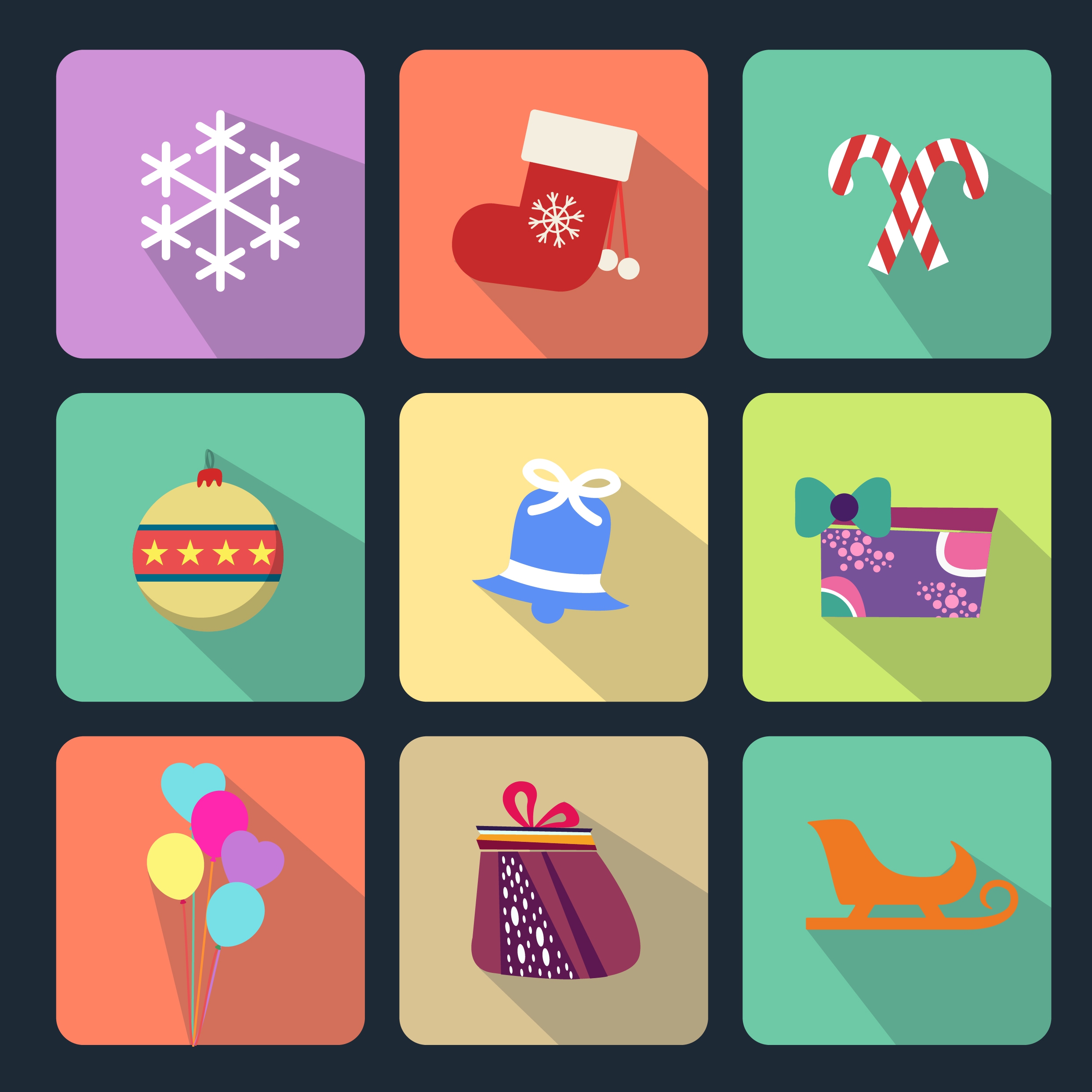 christmas design elements various icons flat isolation