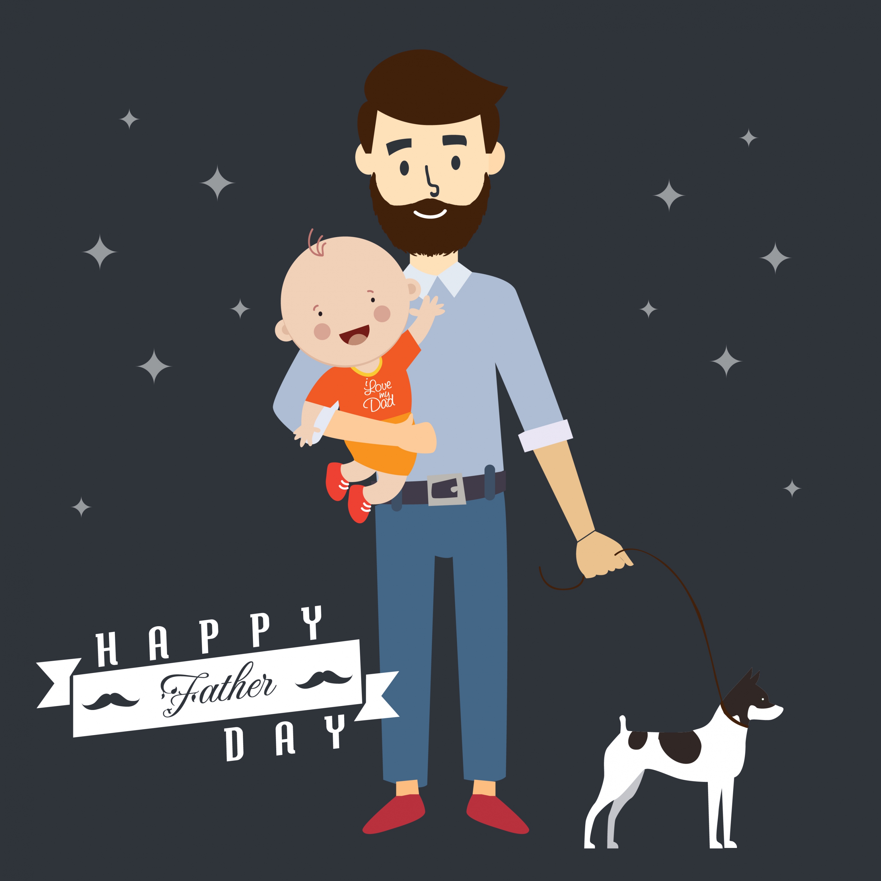 father day background happy dad and son icons