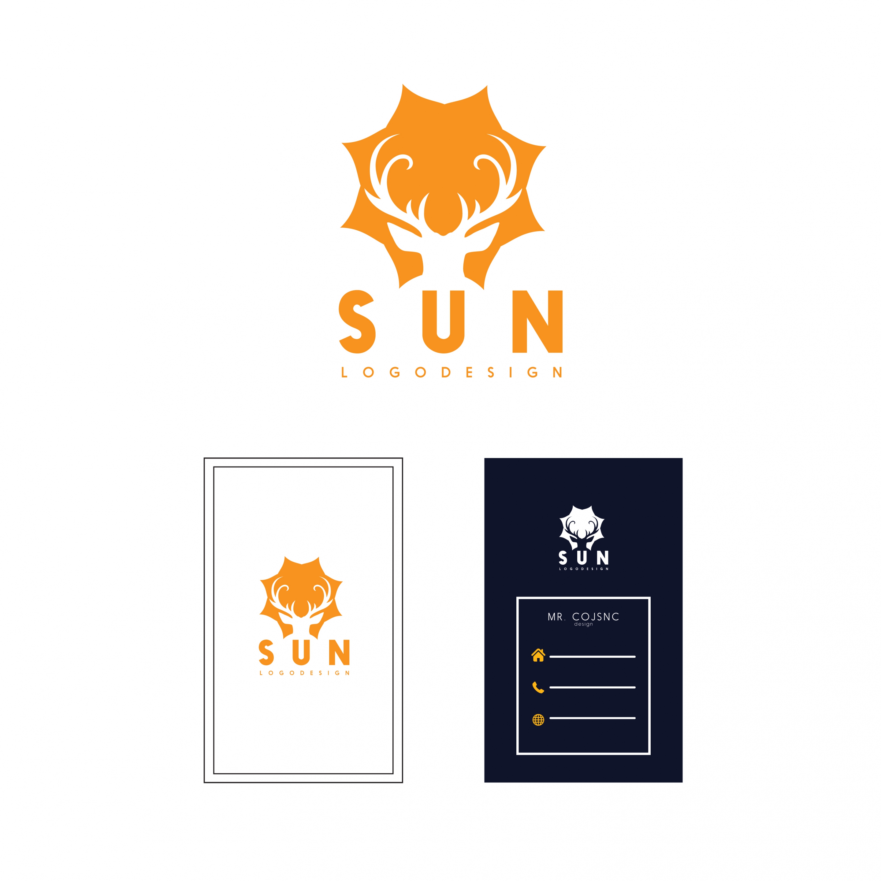 namecard template sun logo design reindeer silhouette decoration