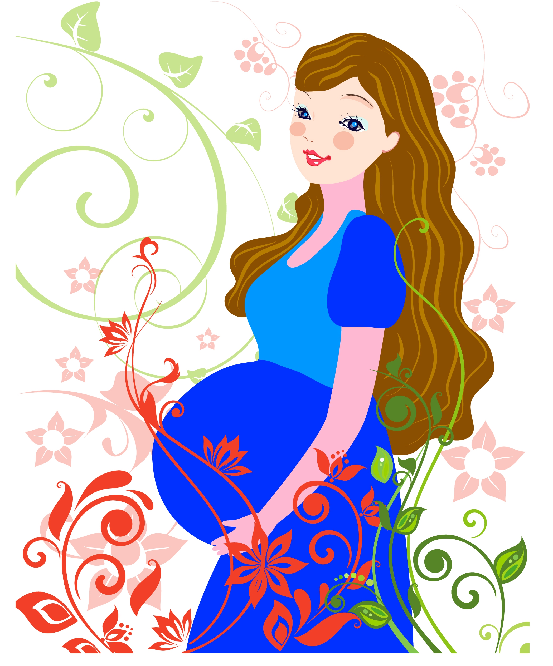 pregnant mother background colorful cartoon design