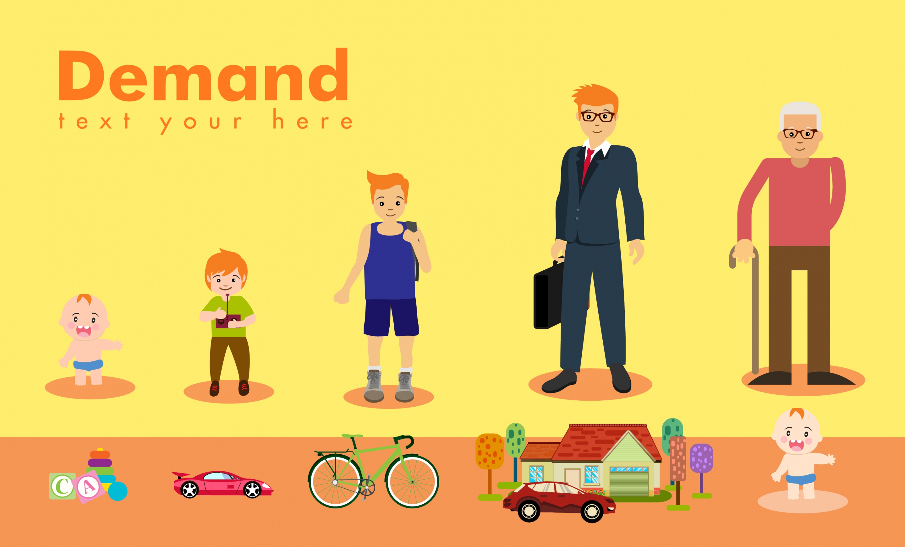 human demand background men icons life time design