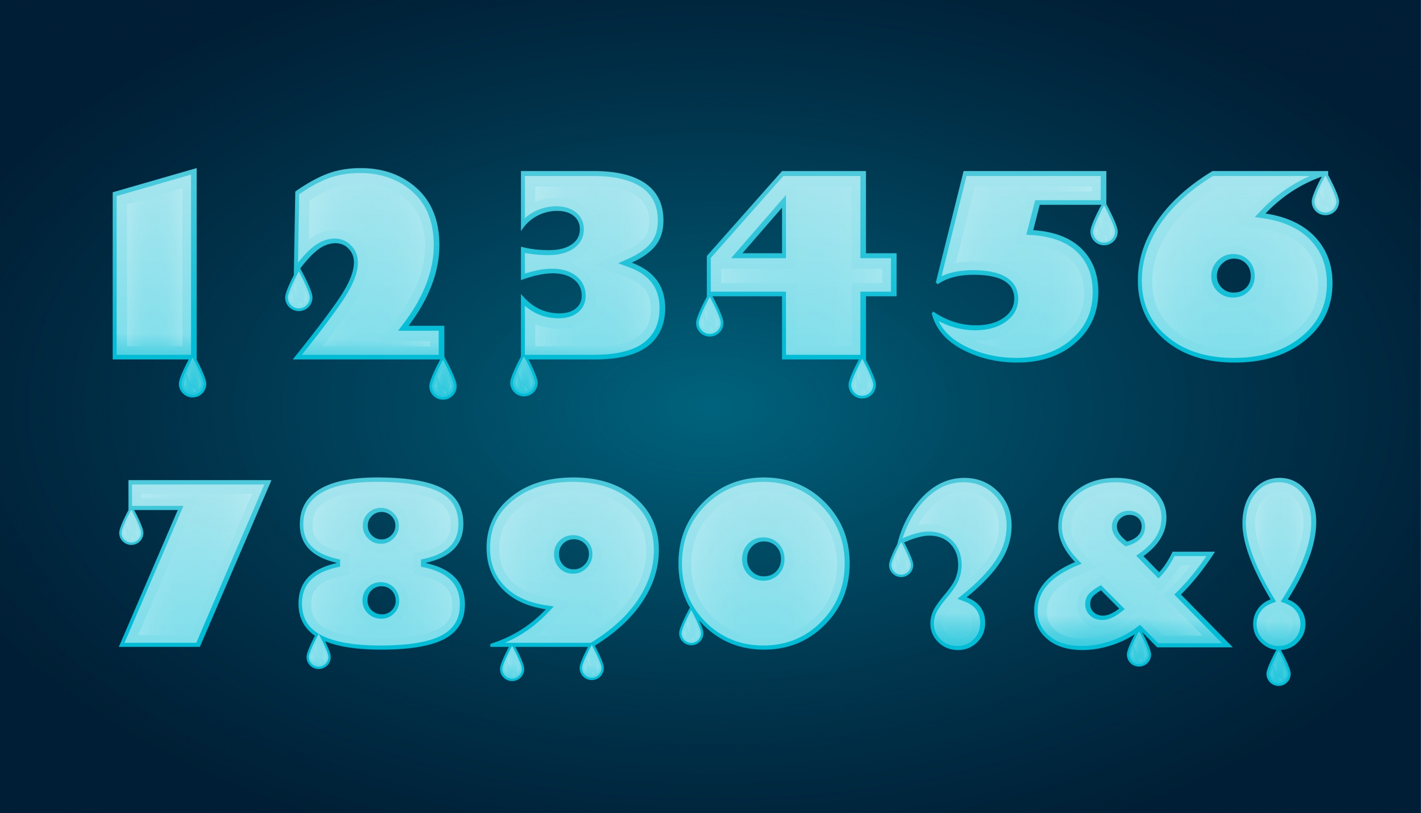 numbering background blue water droplets decoration