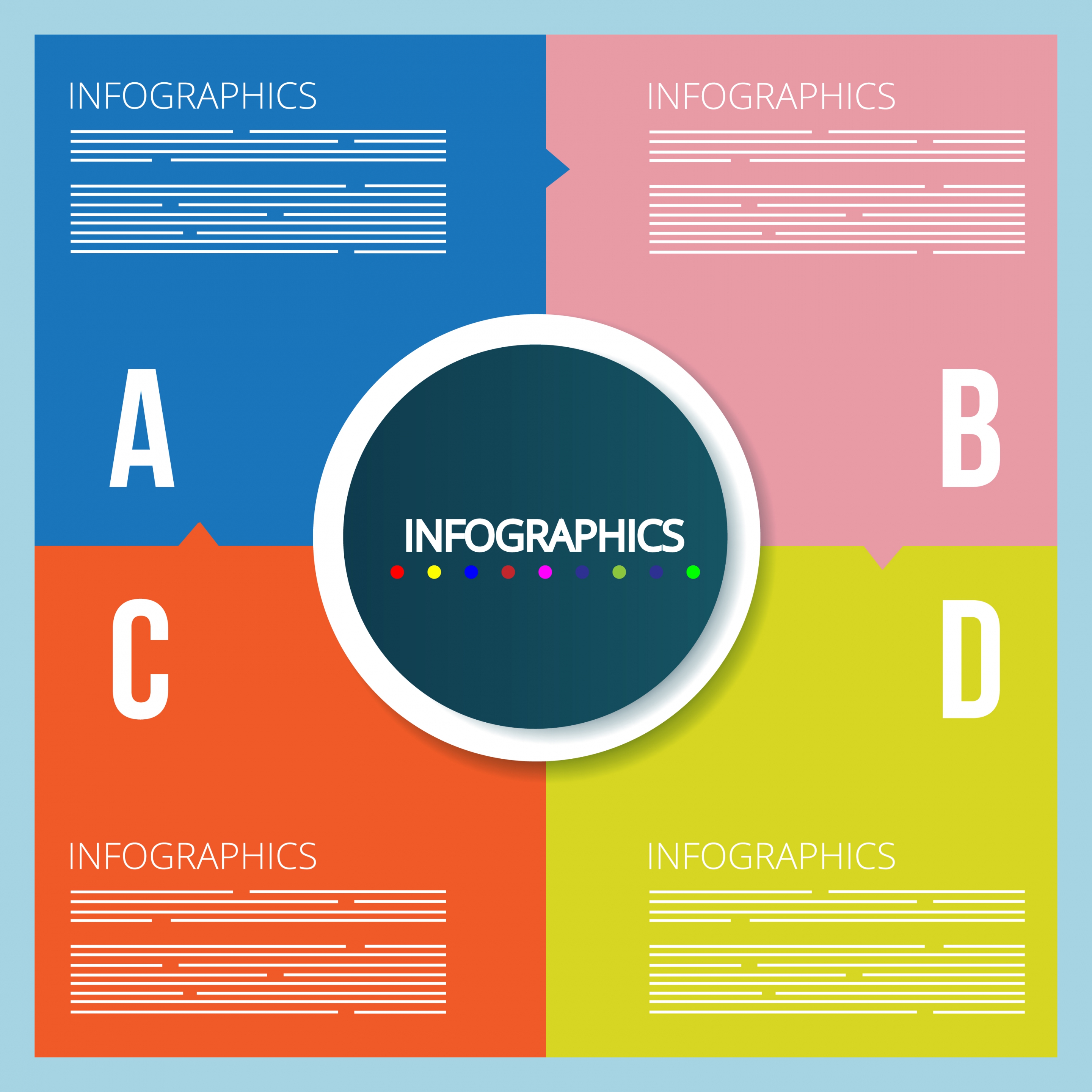 infographic template flat colorful ornament alphabet option layout