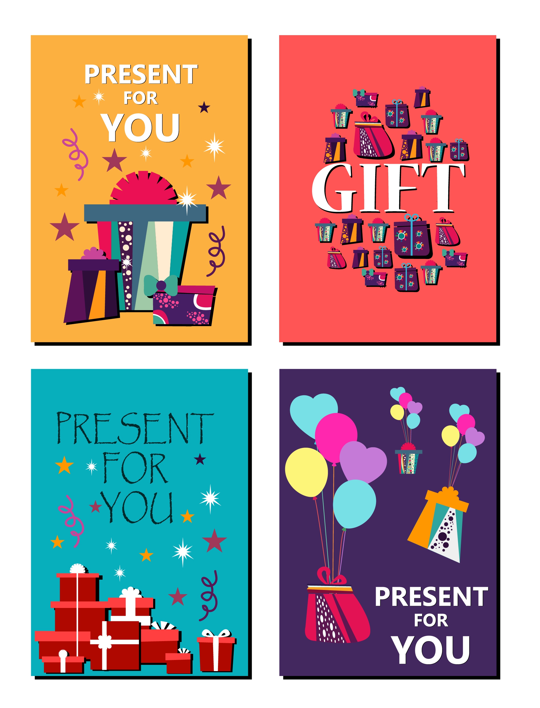 gift card background sets colorful symbols text ornament