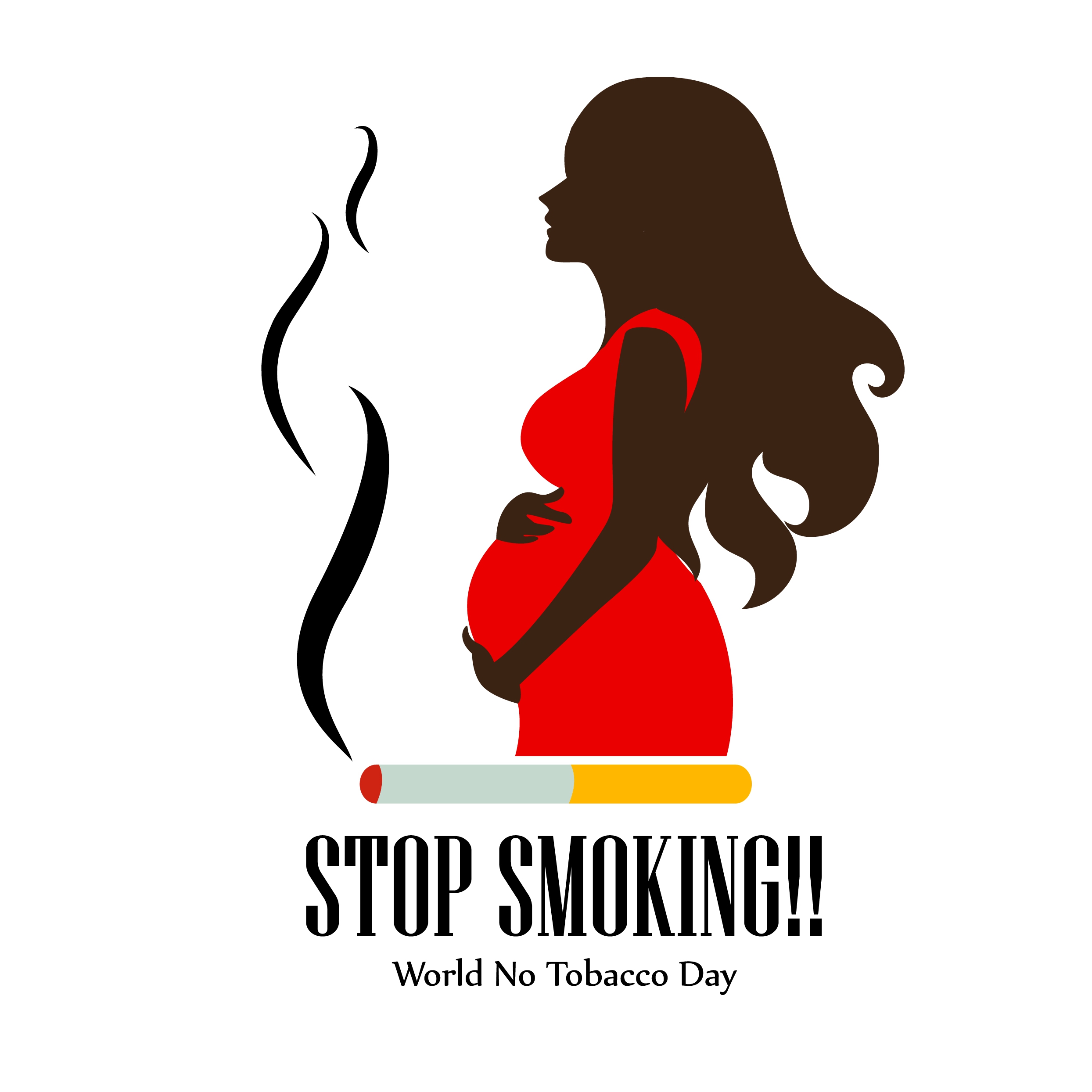 stop smoking poster pregnant woman silhouette icon design