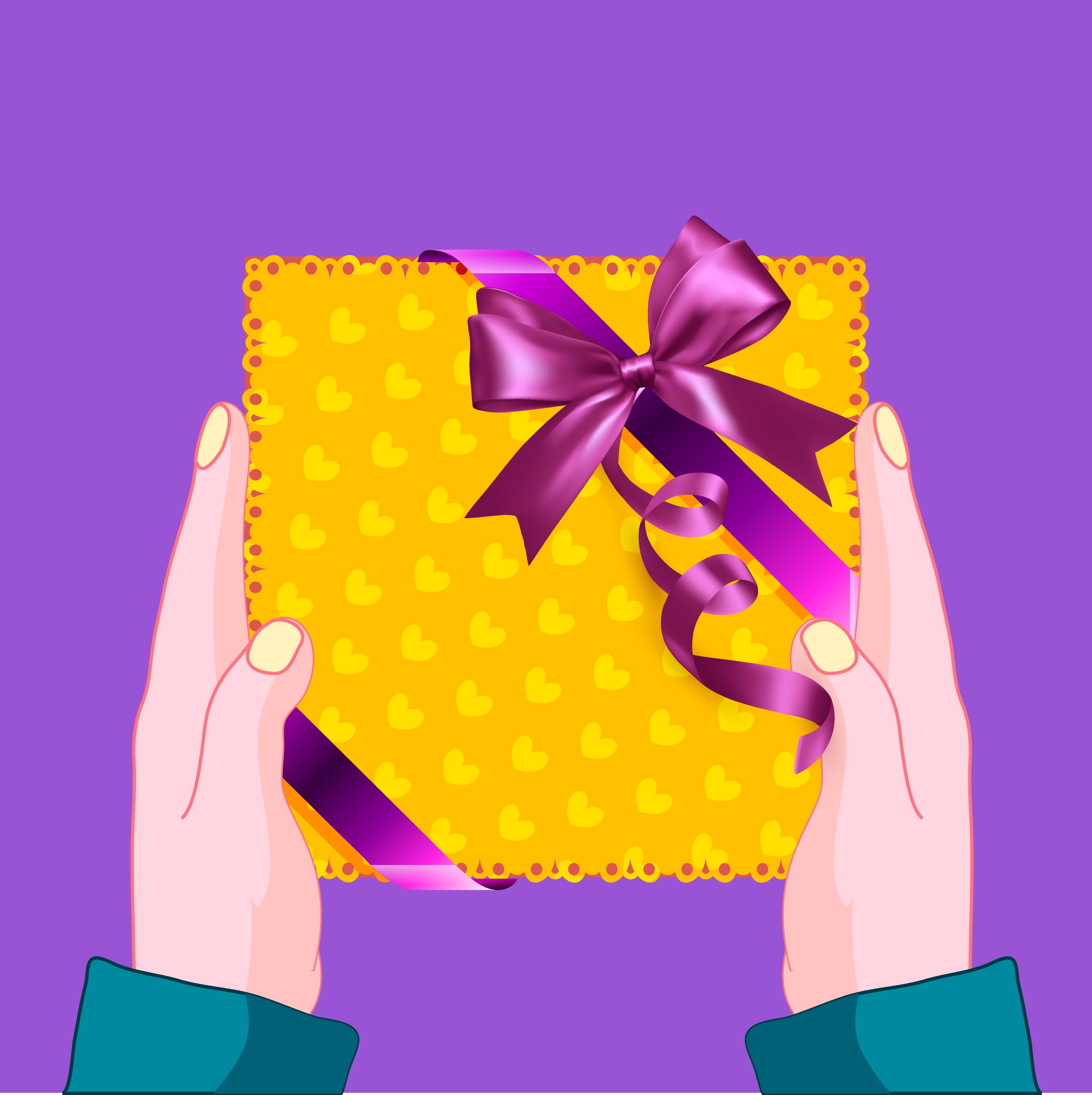 gift box background hand icon ornament