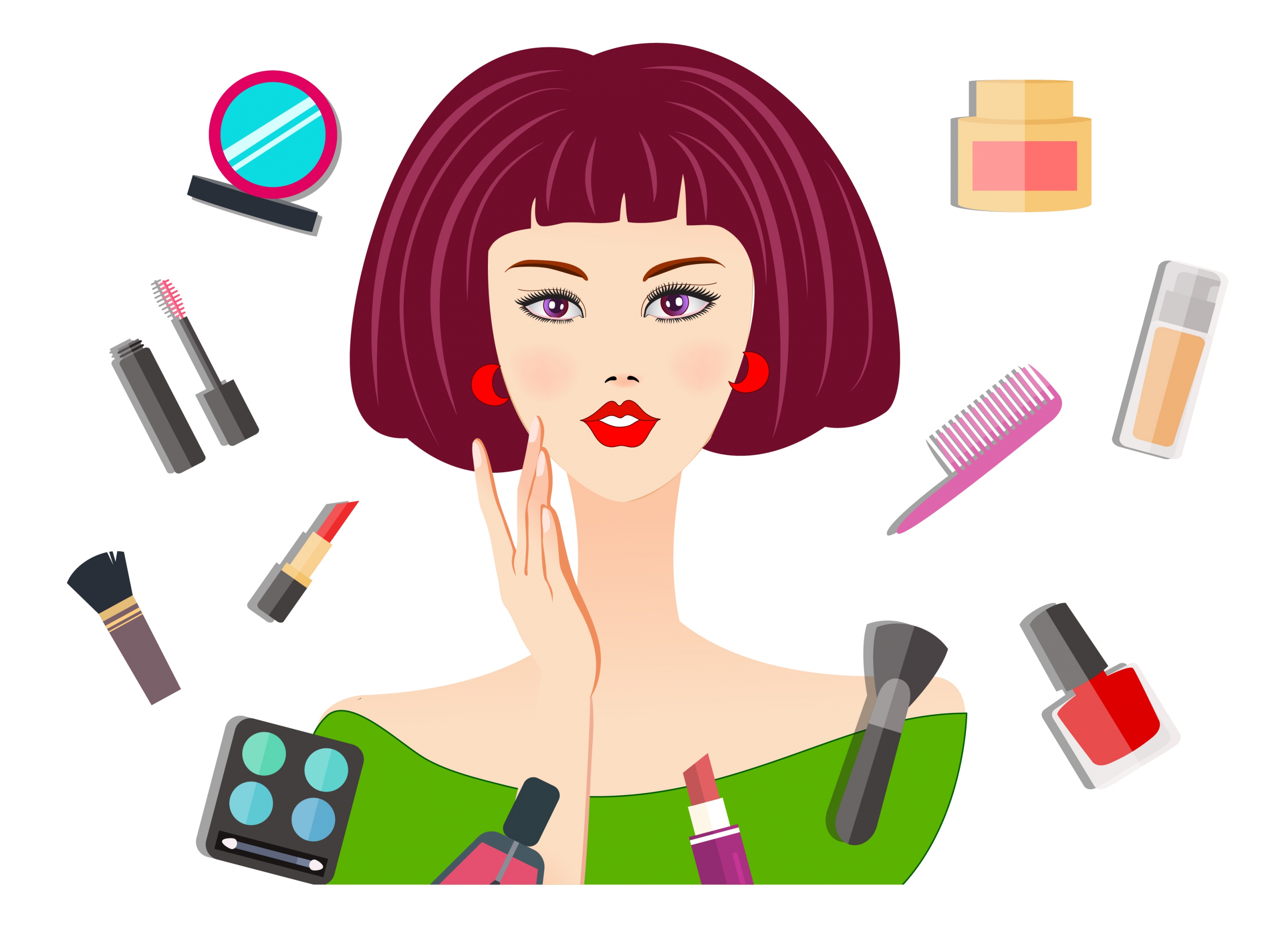 makeup advertisement woman accessories icons cartoon design