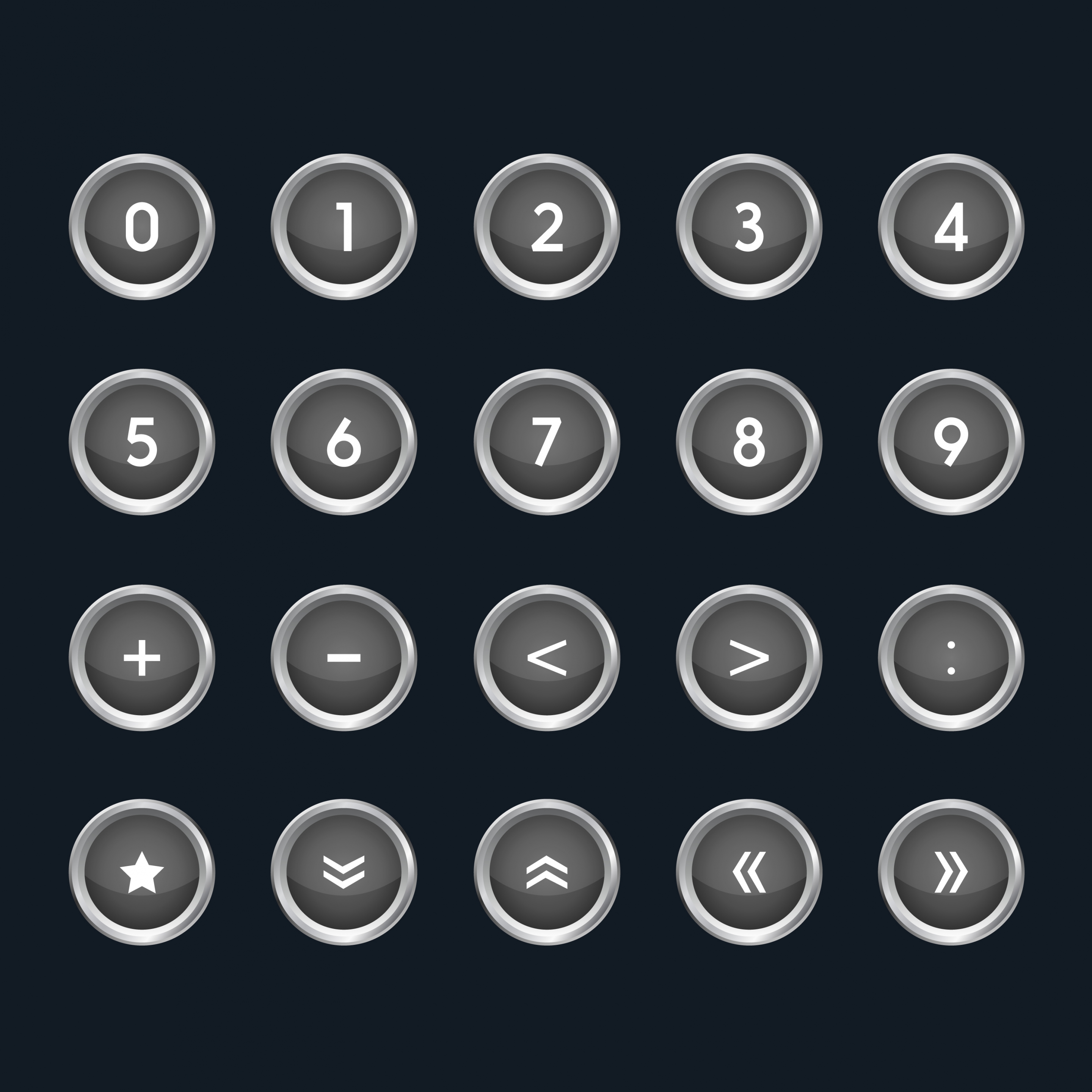 numbering signal button sets dark circles style