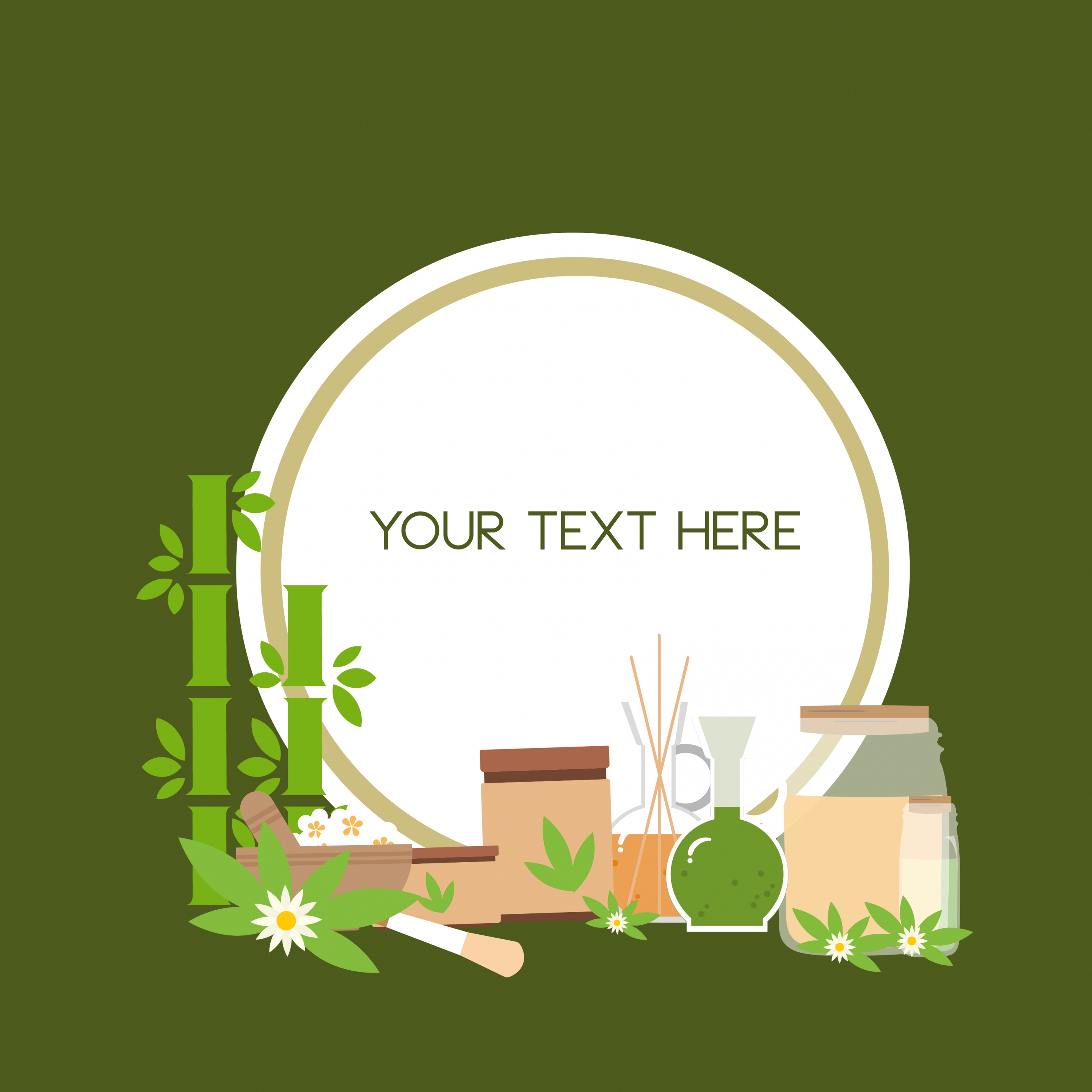 cosmetic advertising background natural herb icons ornament