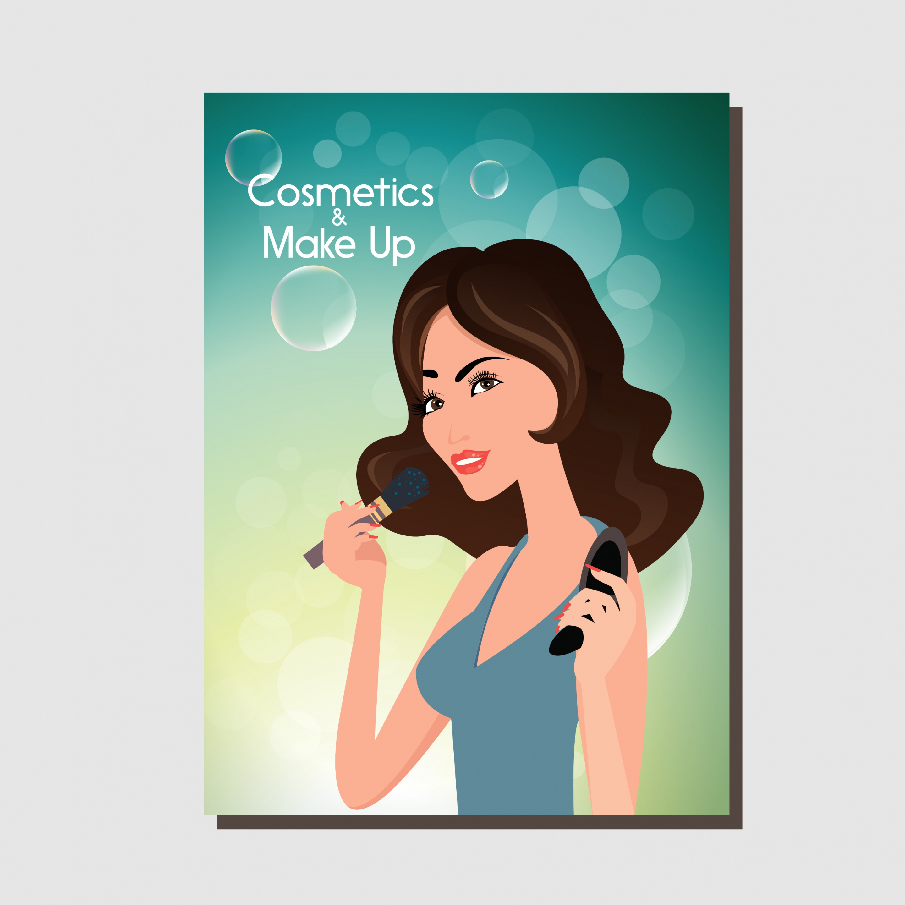 cosmetic advertiseing beautiful woman icon cartoon style