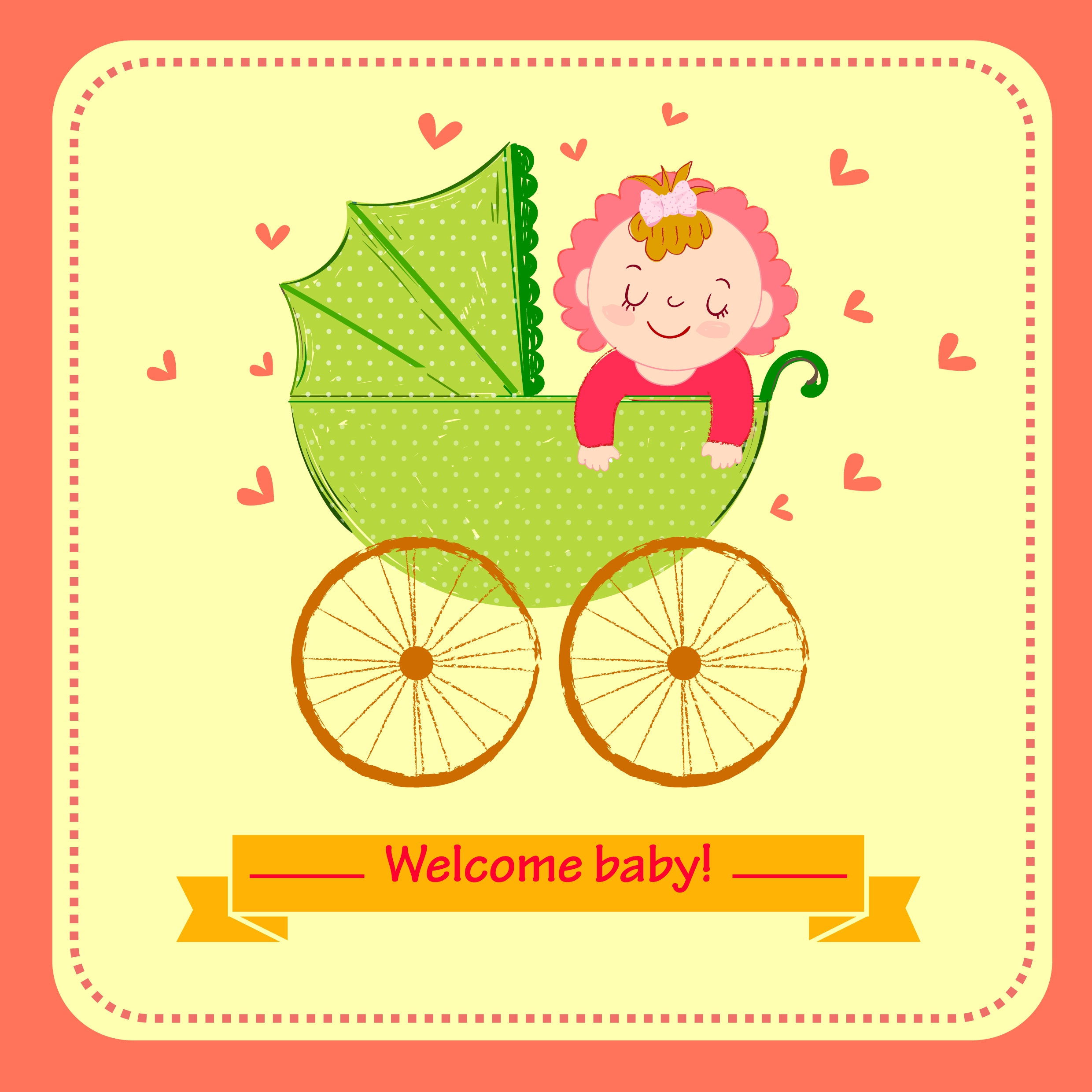 baby shower invitation card cute kid cart drawing