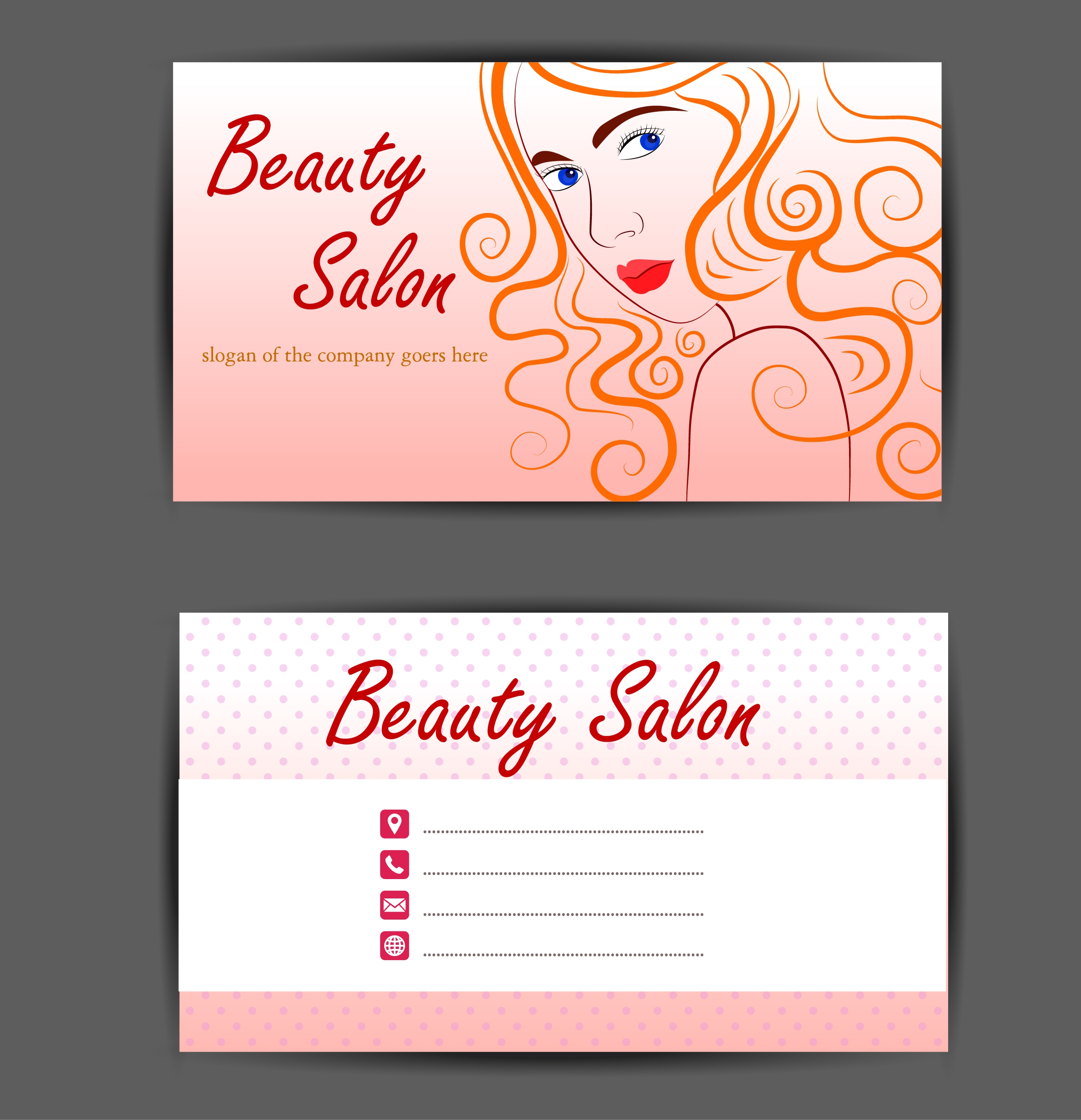 beauty salon name card template beautiful woman sketch