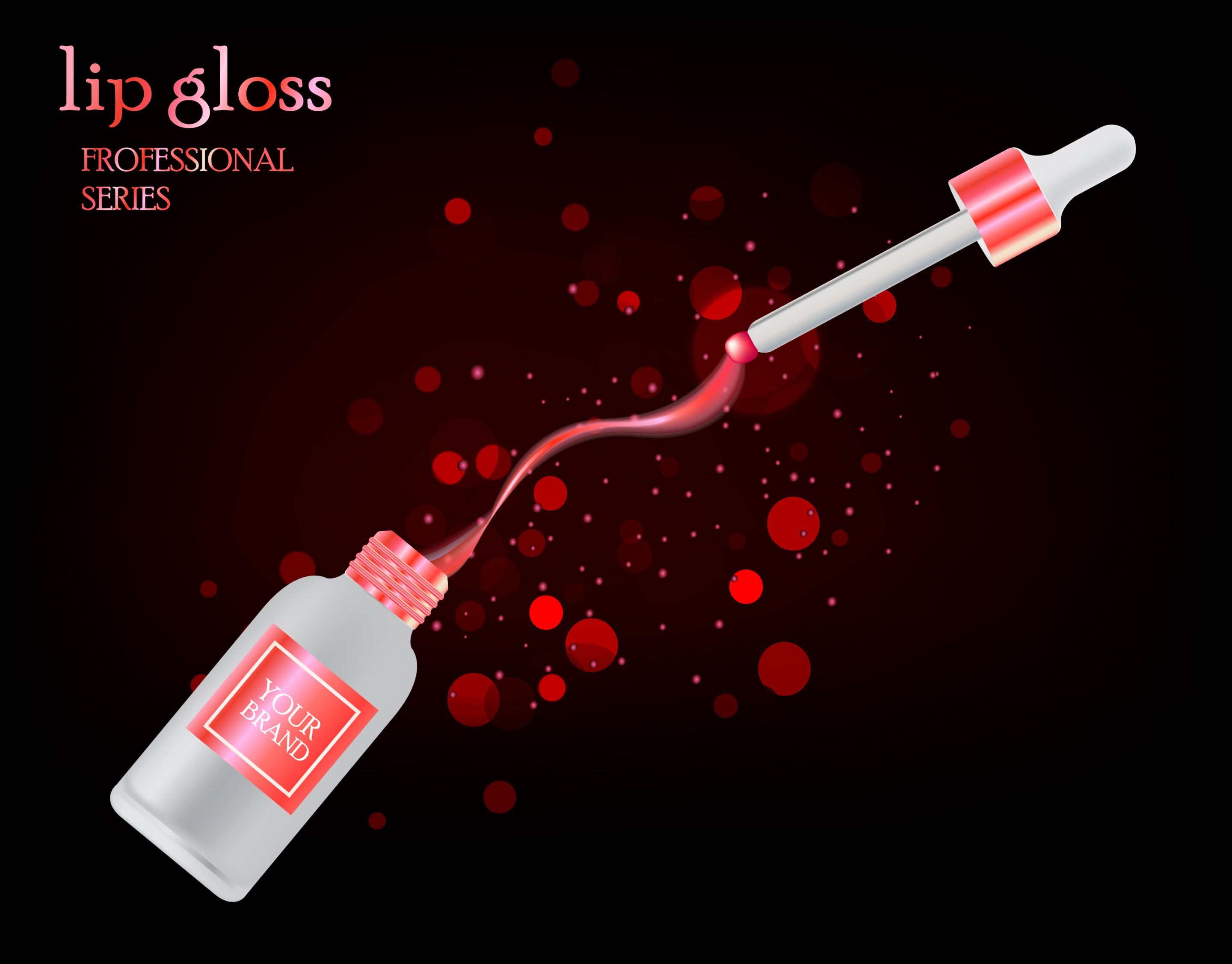 lip gloss advertisement red dark bokeh background