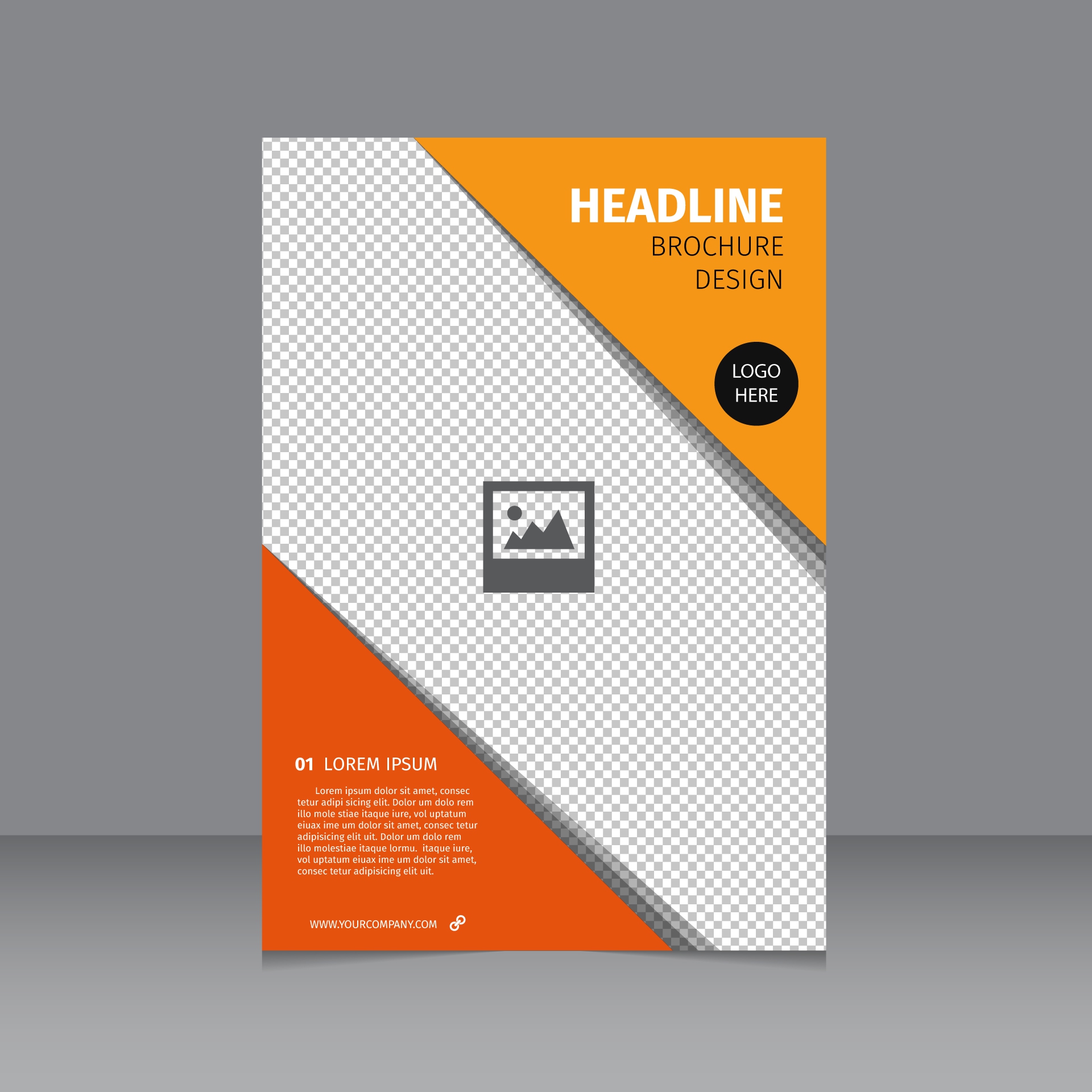 brochure temlate orange triangles checkered background