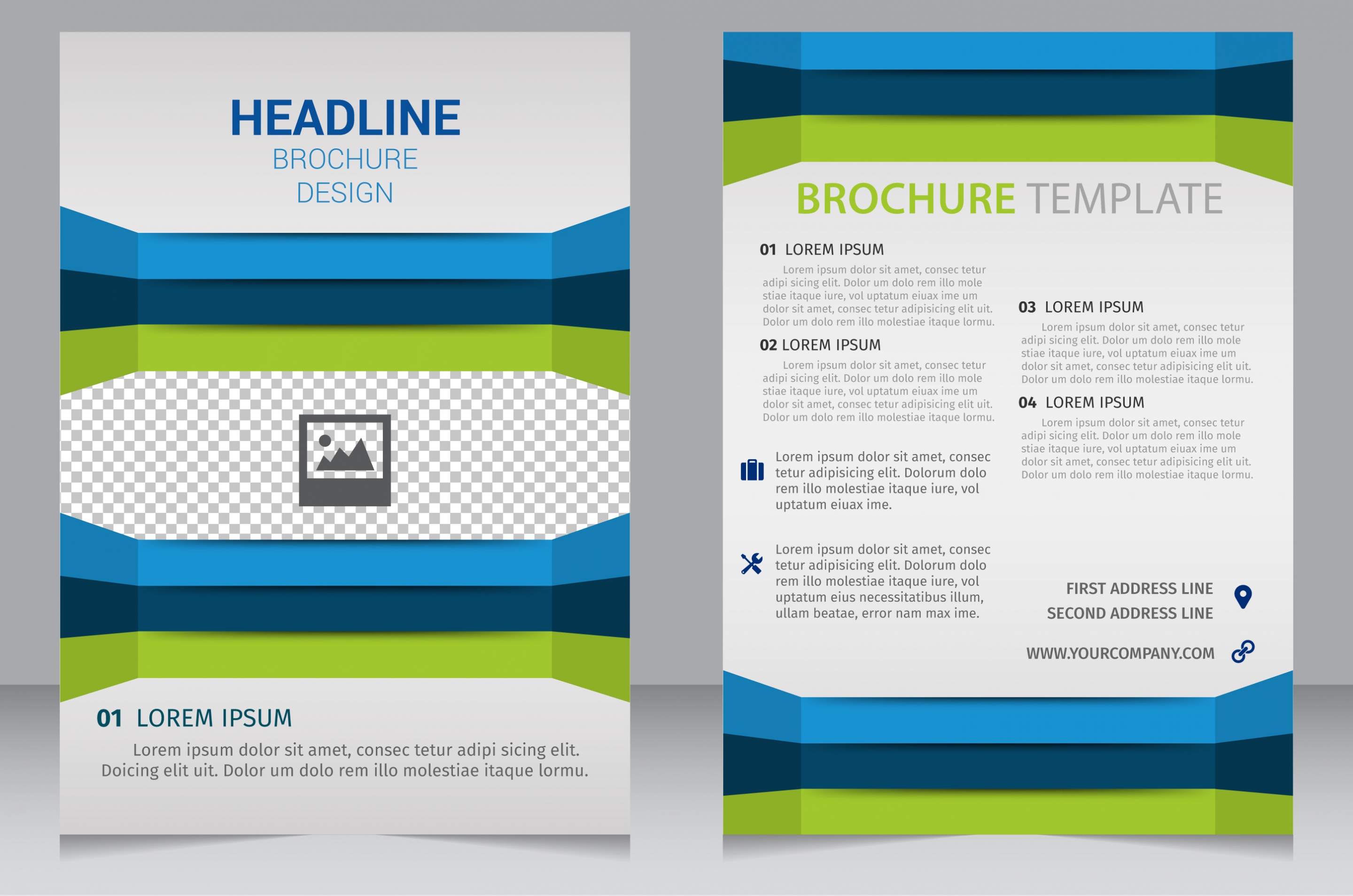 brochure template blue green edges 3d decoration