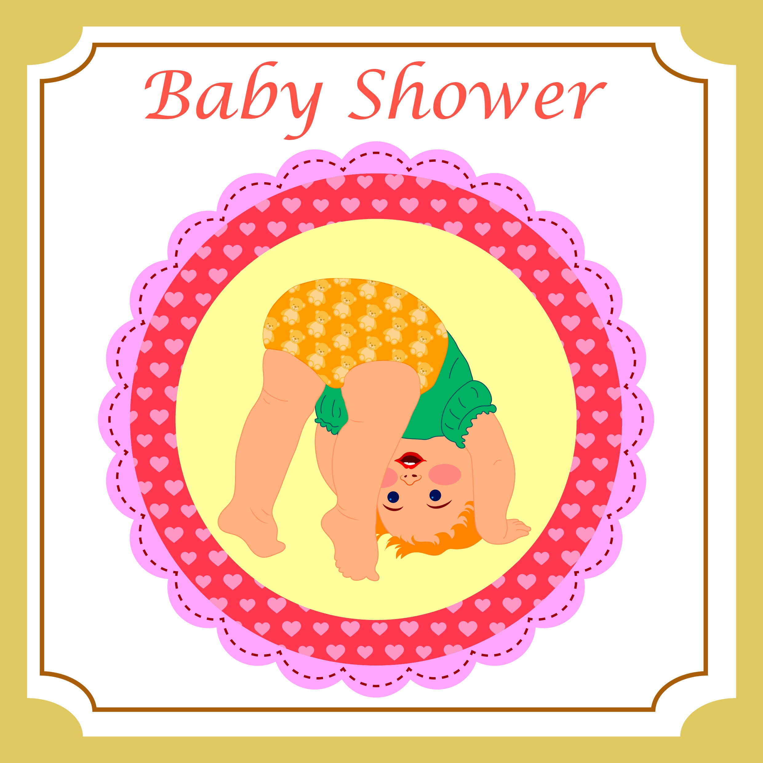 baby shower card cover background funny kid ornament