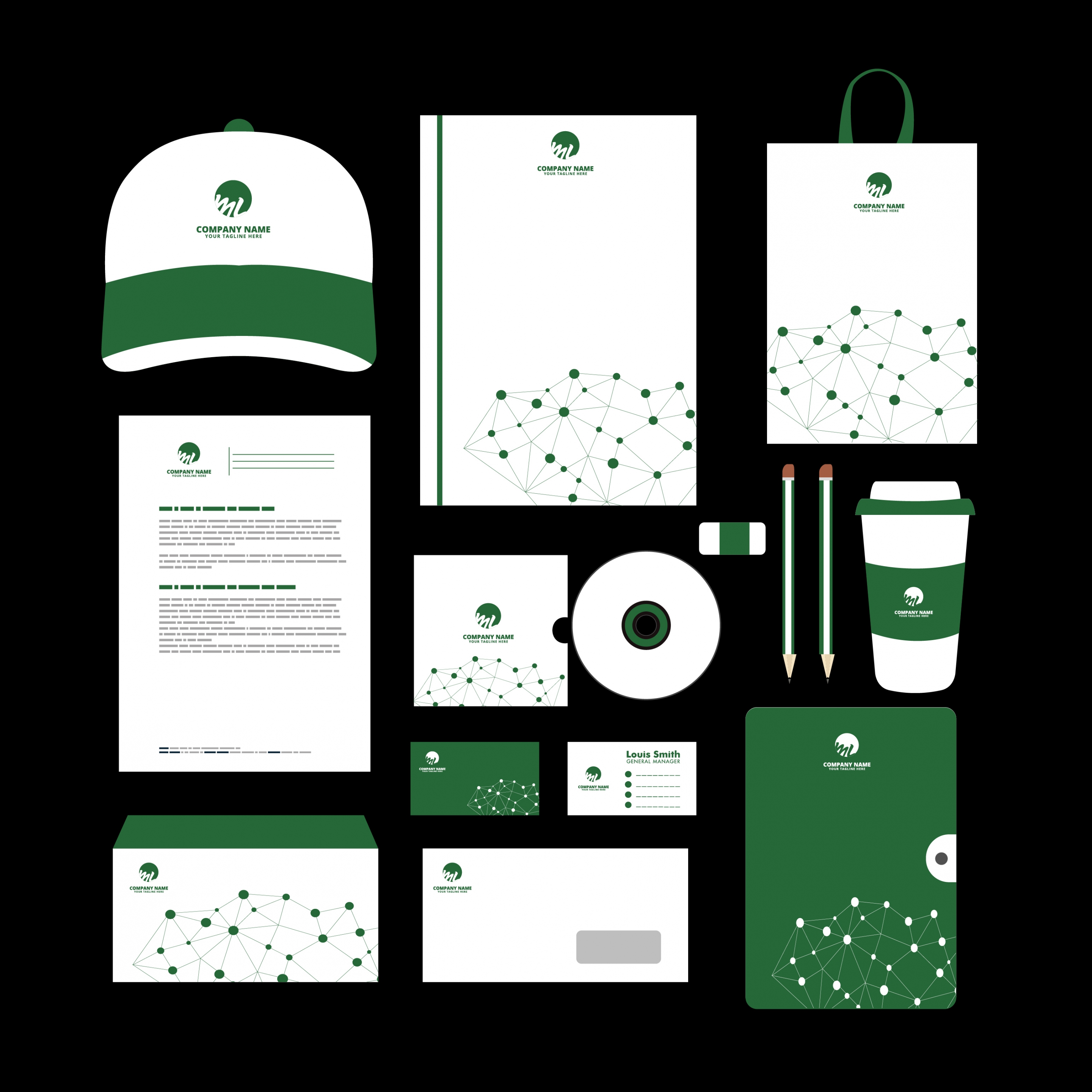 corporate identity sets green design dots connection ornament