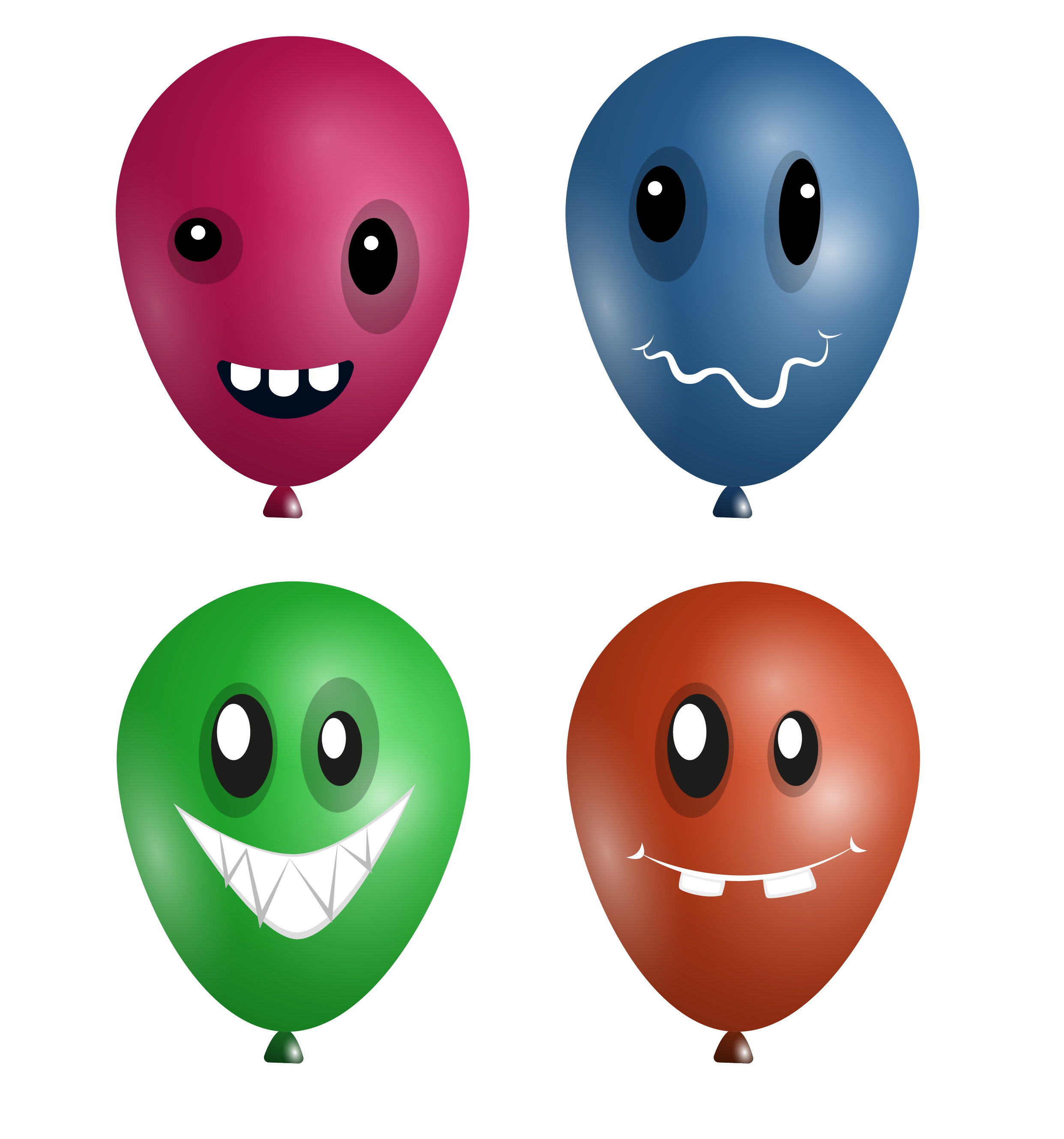 emoticon sets colored balloons icons