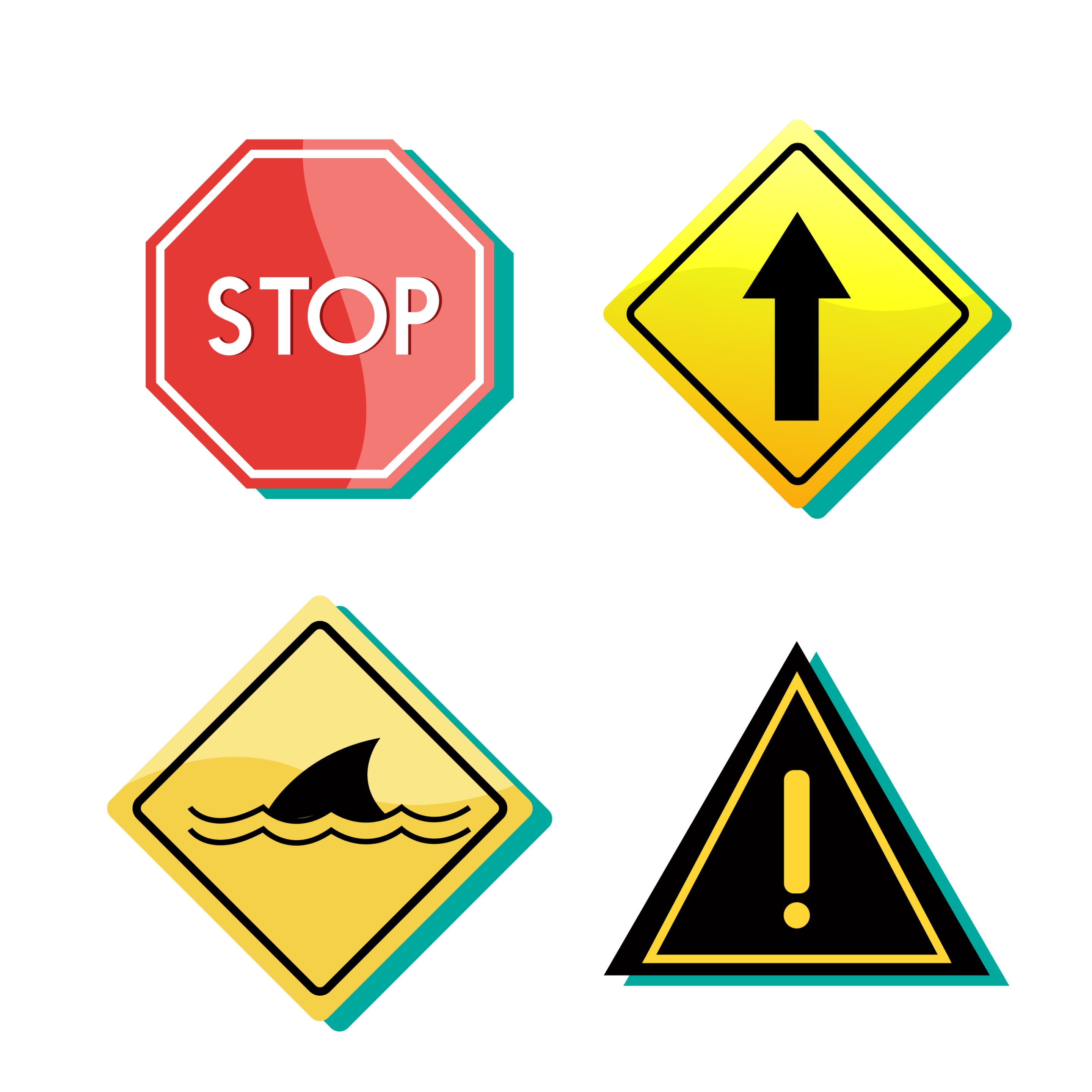 signboard collection colorful design various geometric shapes