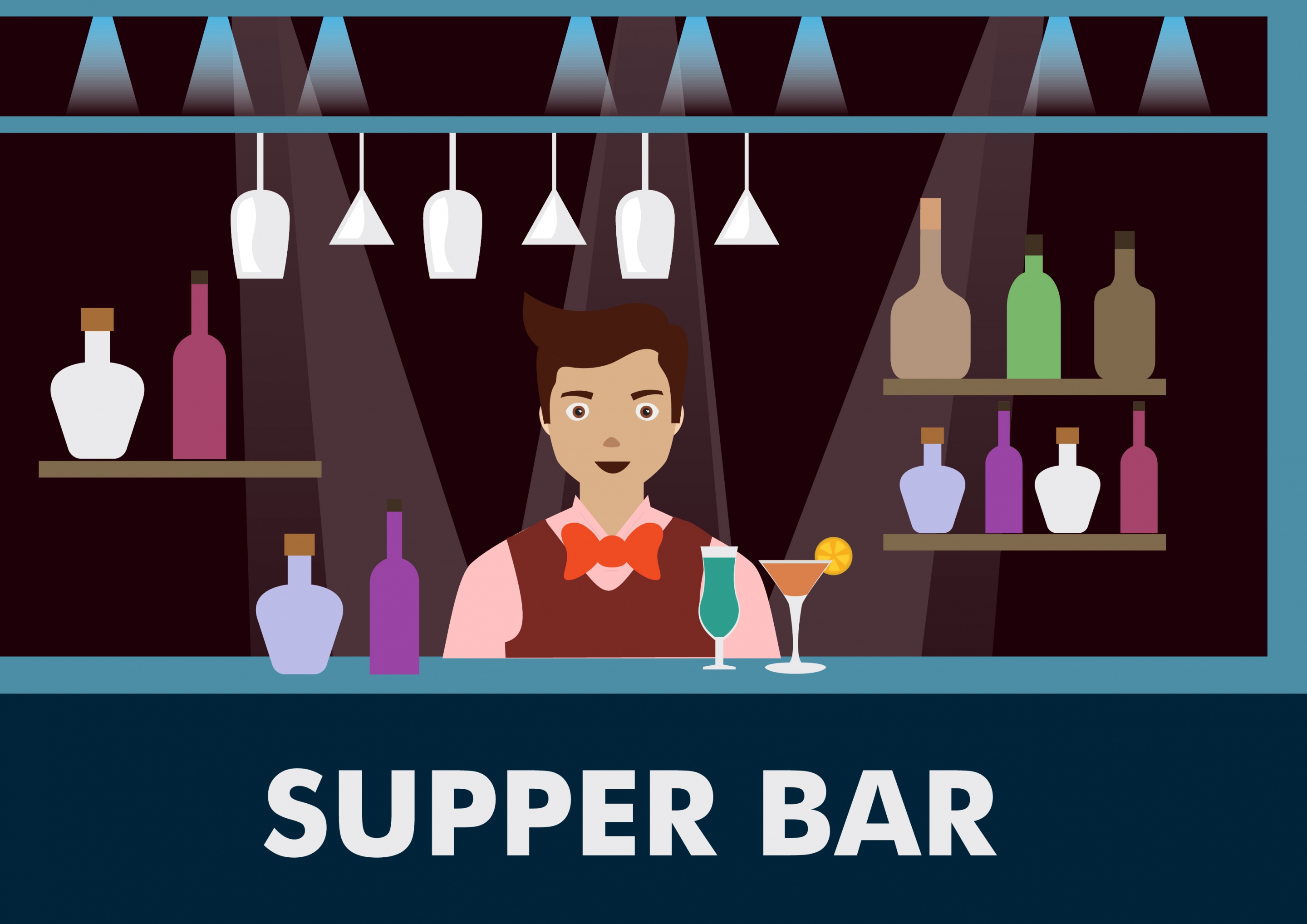 bartender icon bright colored bar decoration