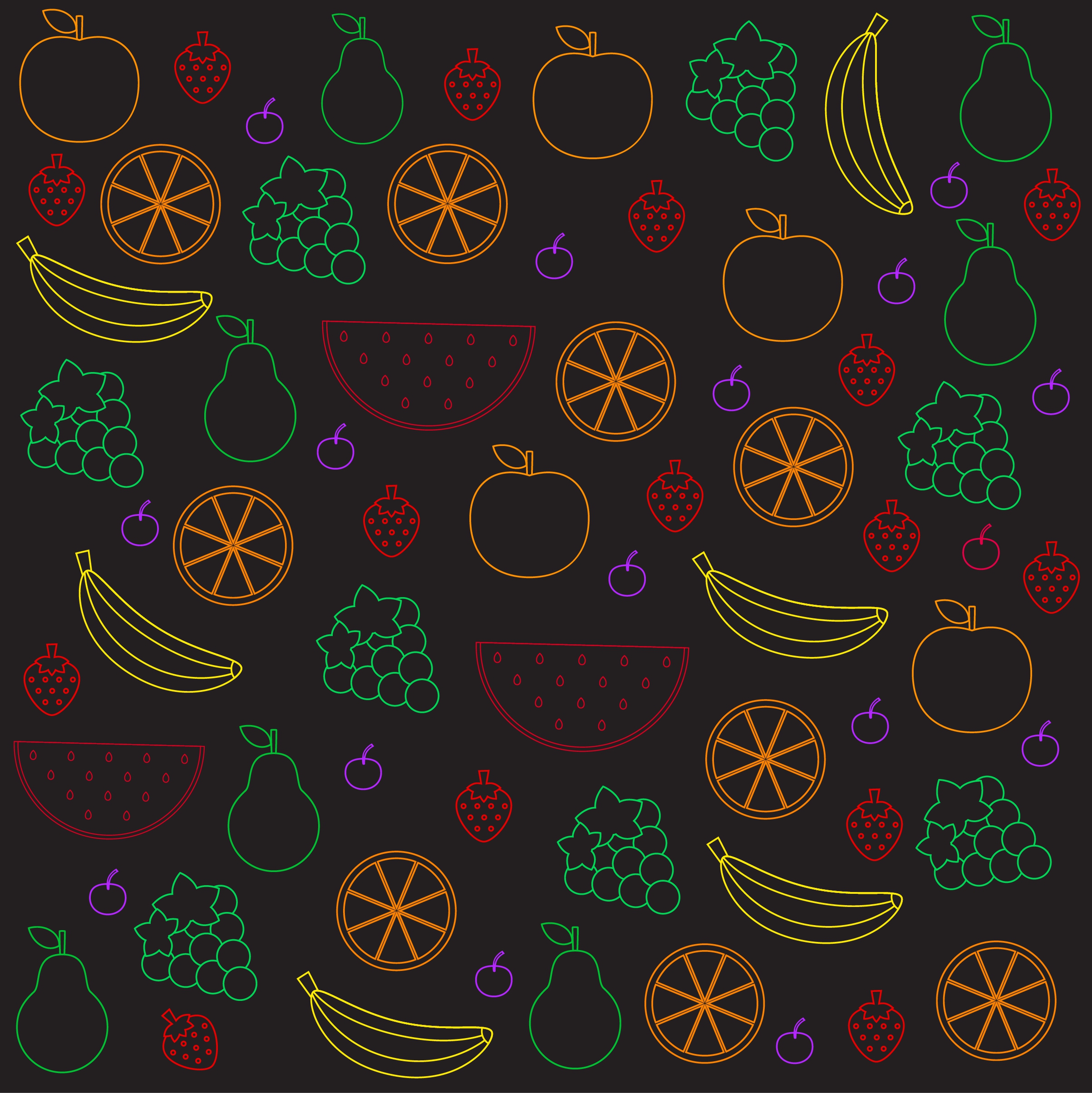 fruits background colorful silhouette style repeating design