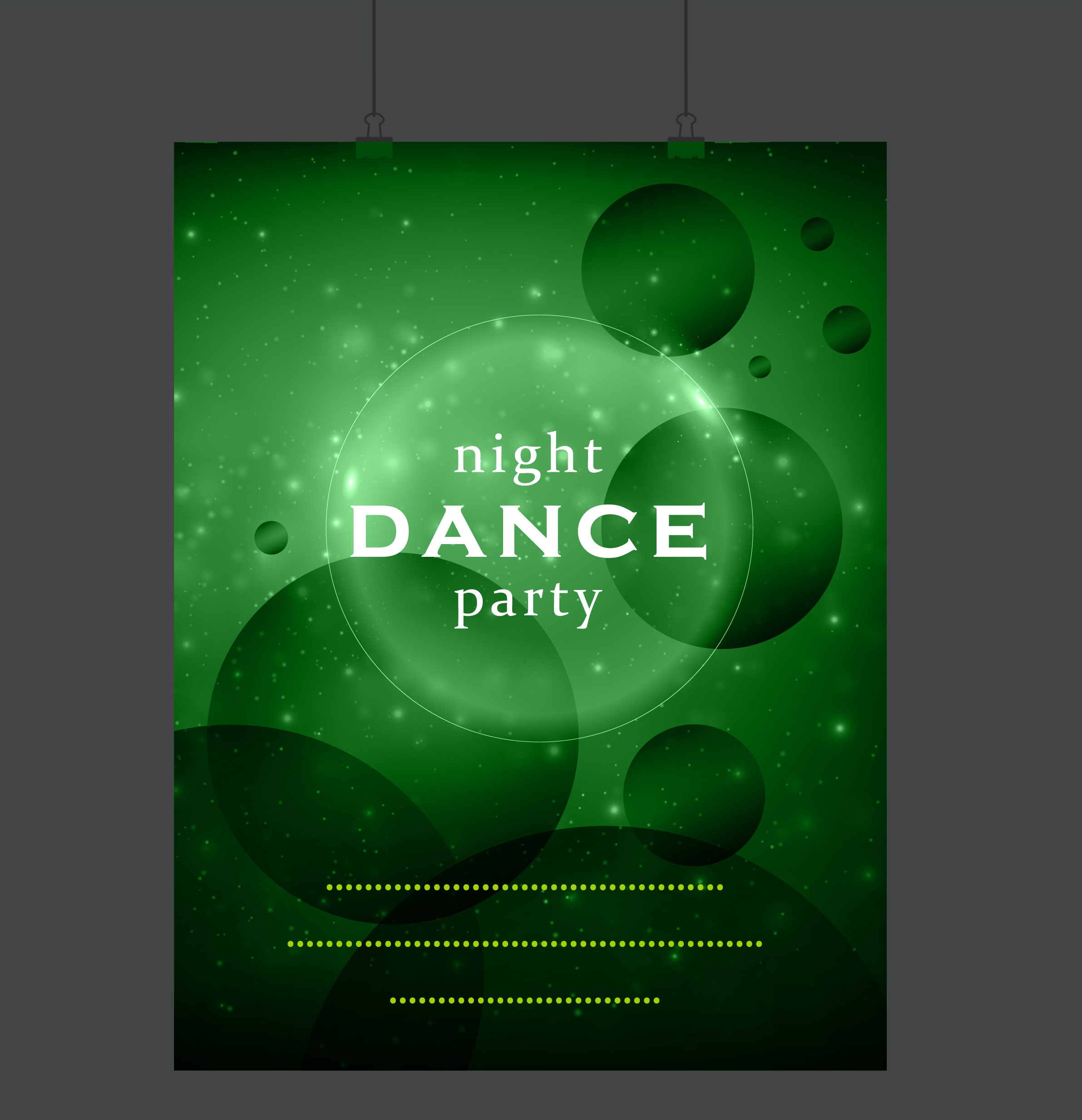 dance party banner bright green circles decoration