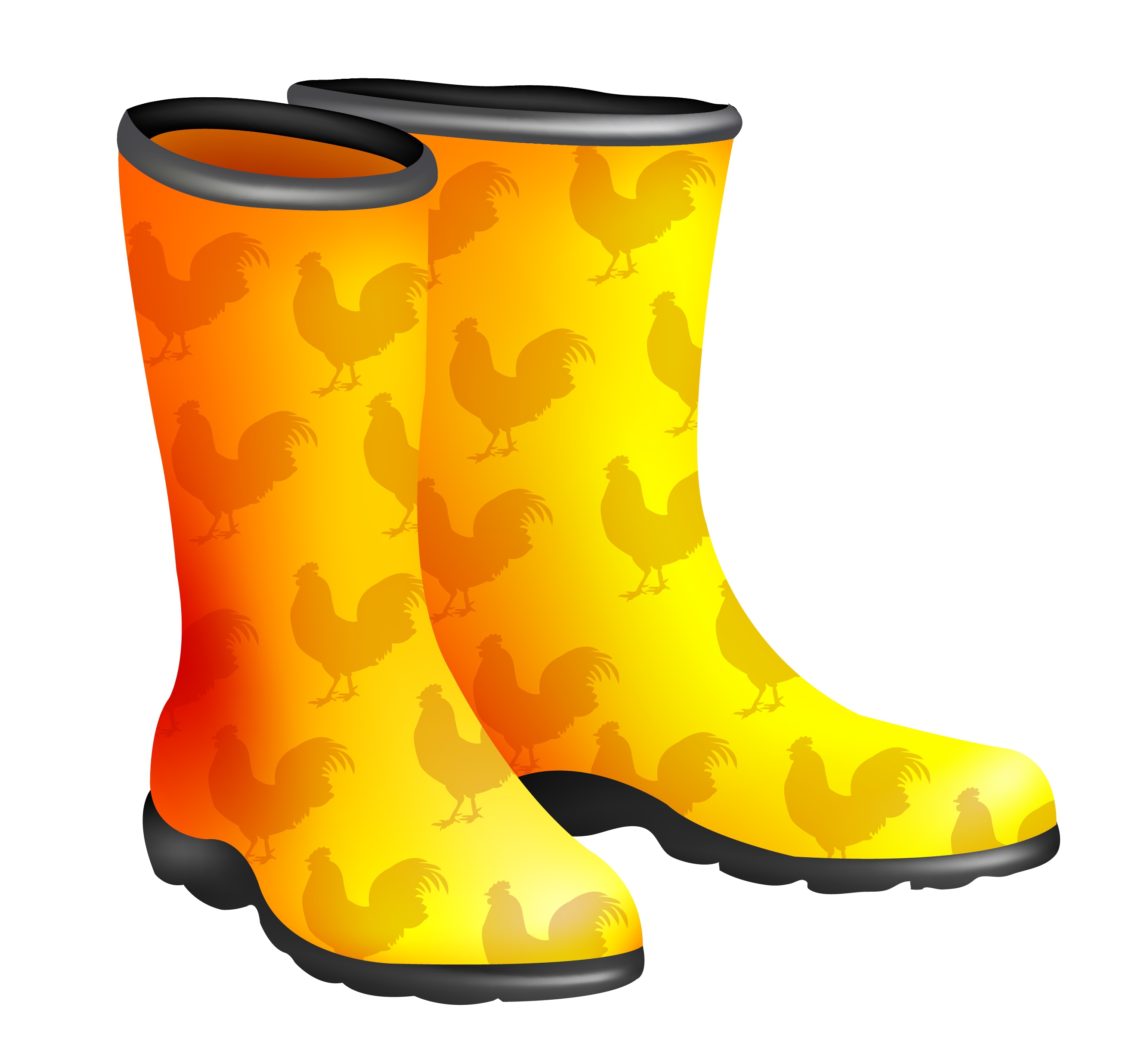 yellow boots icon vignette repeating cock pattern decoration