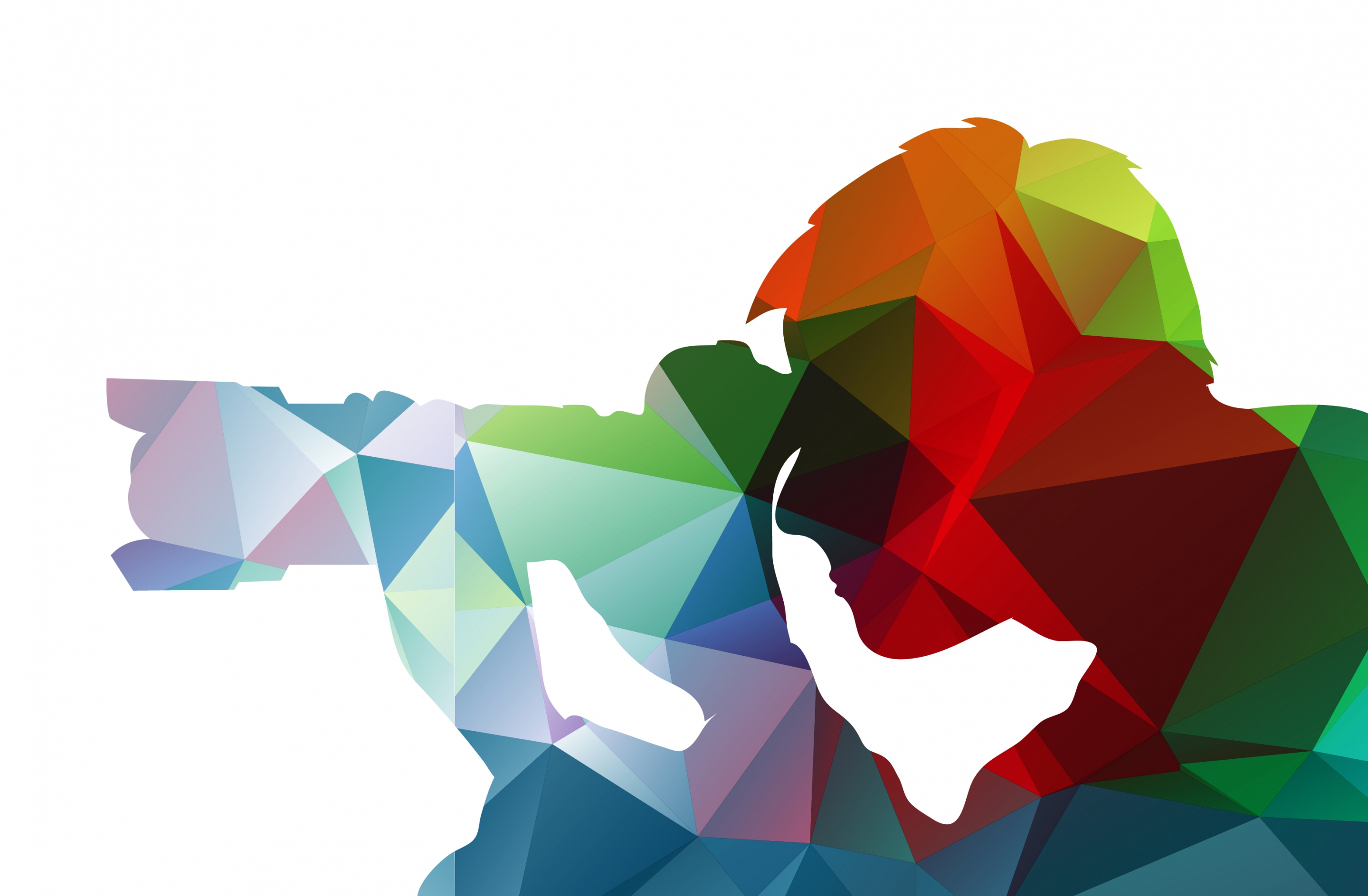 camera man background colorful low poly ornament