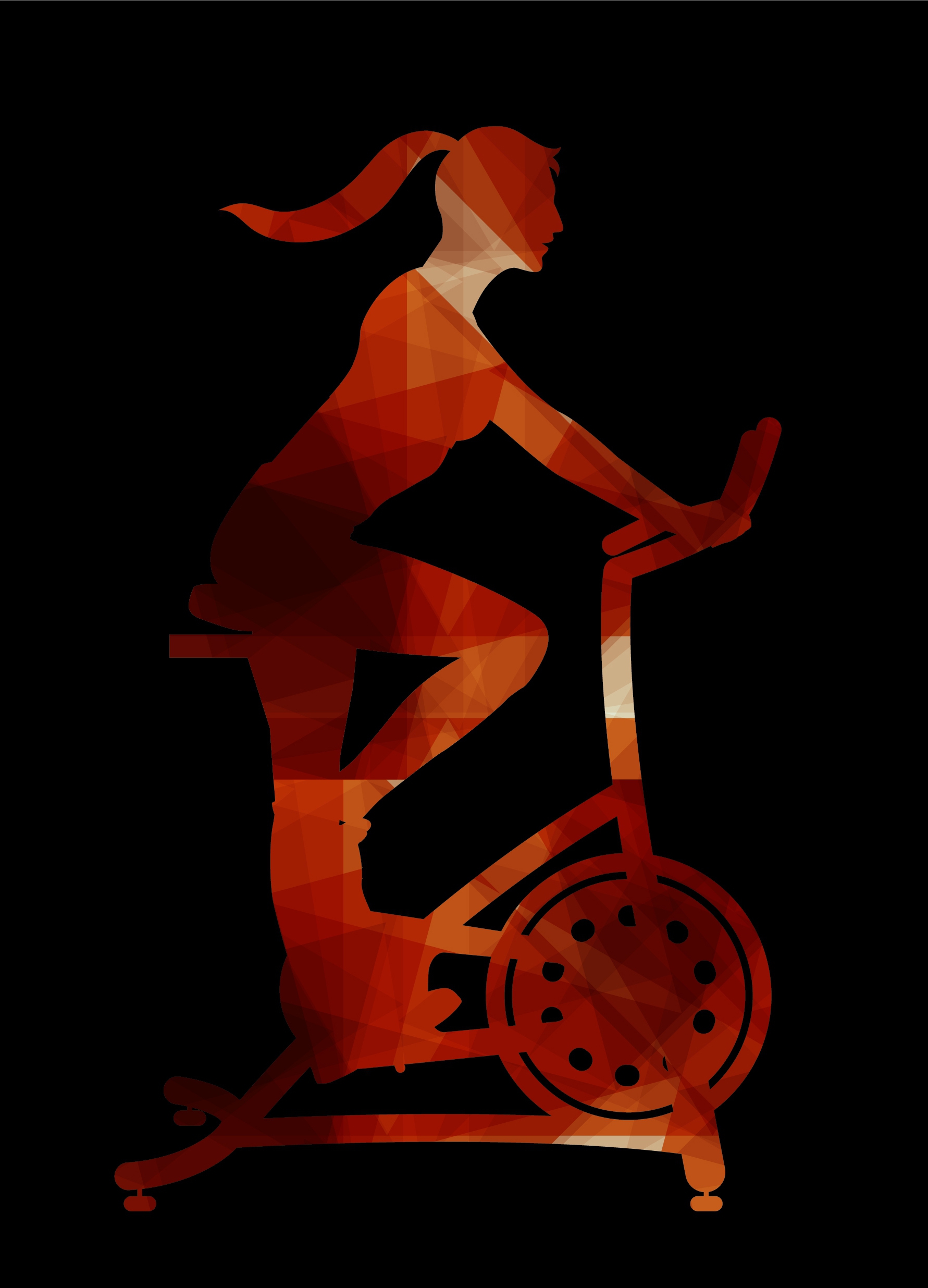 fitness woman riding activity dark low poly ornament