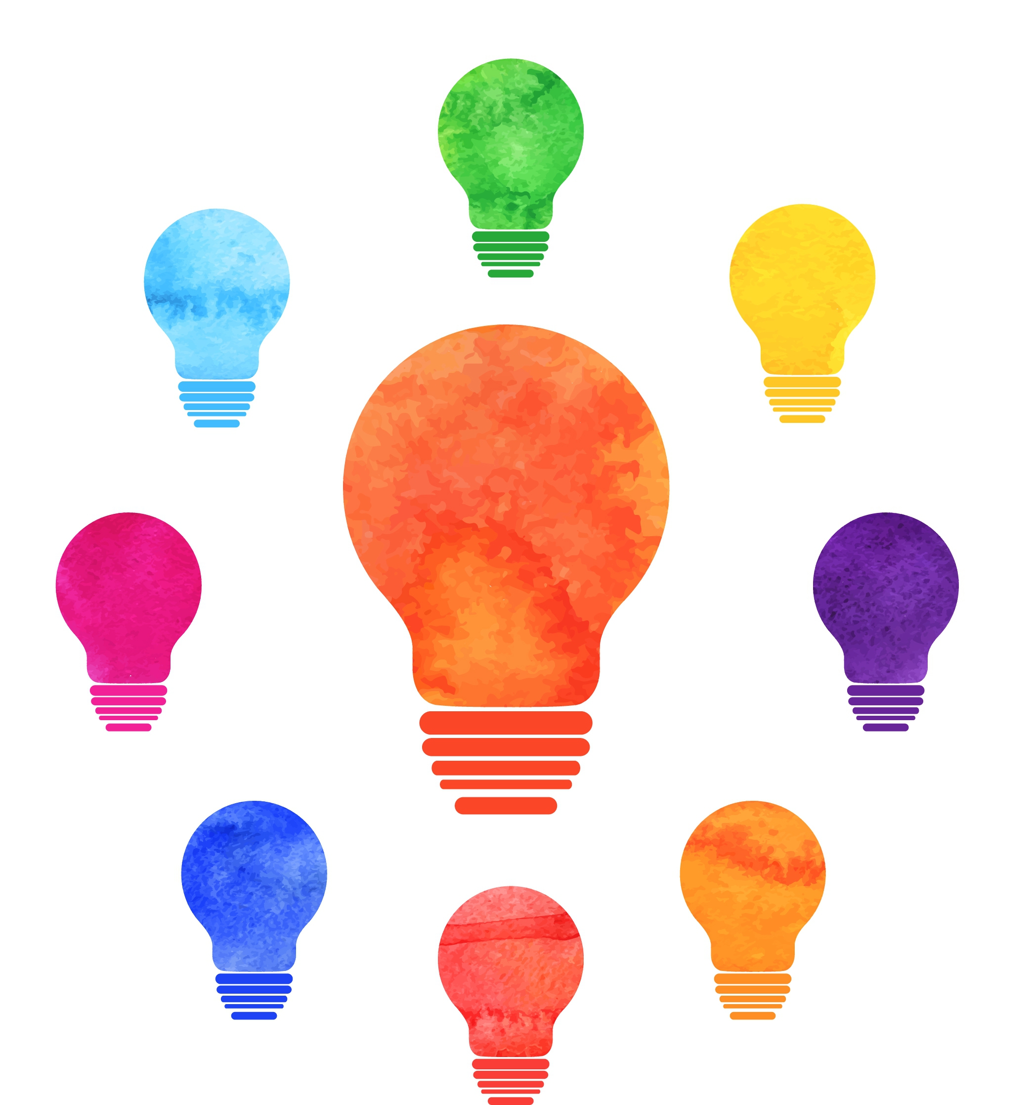 innovation concept background colorful light bulbs icons