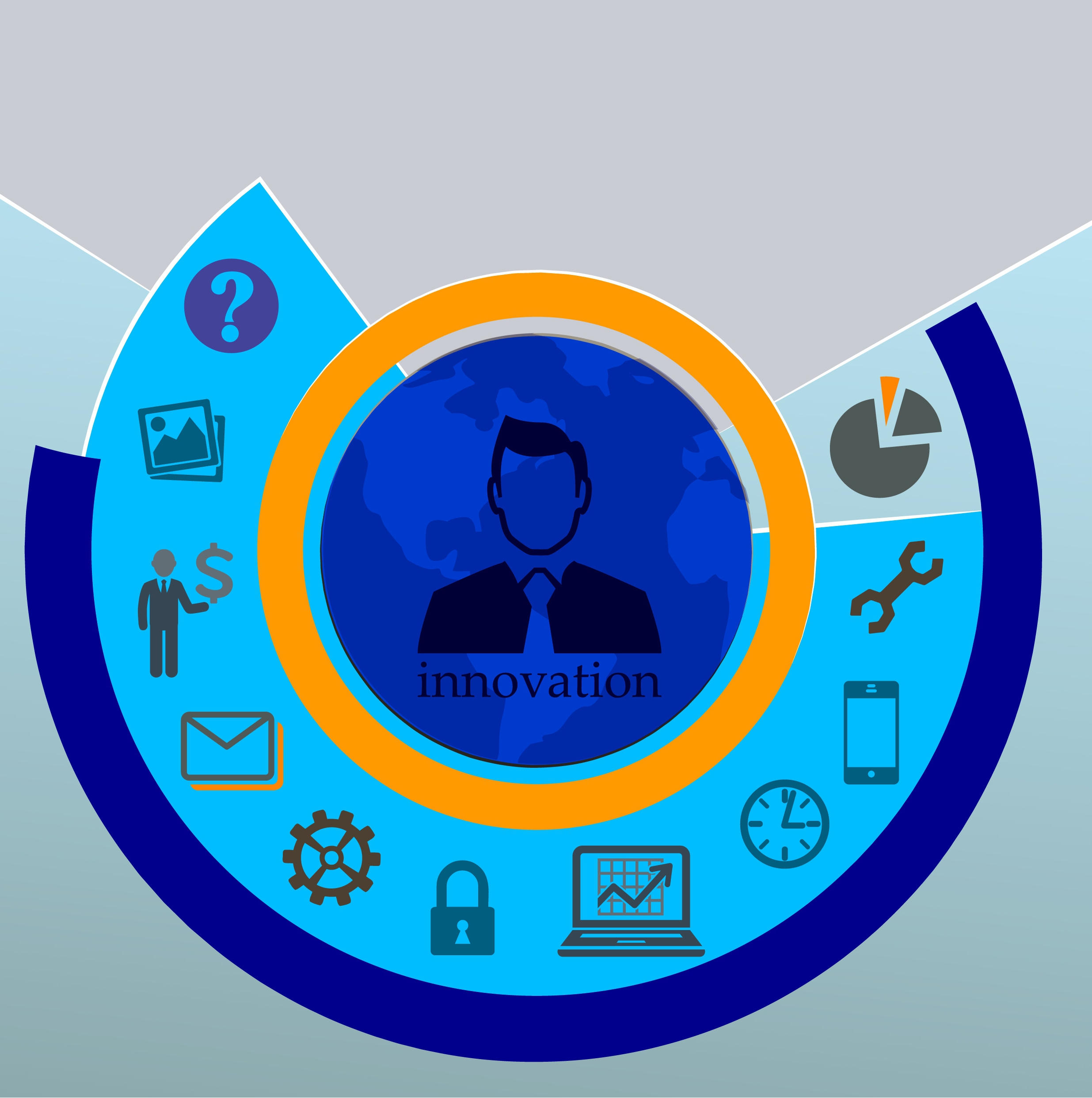 innovation infographic template blue circles ui icons ornament