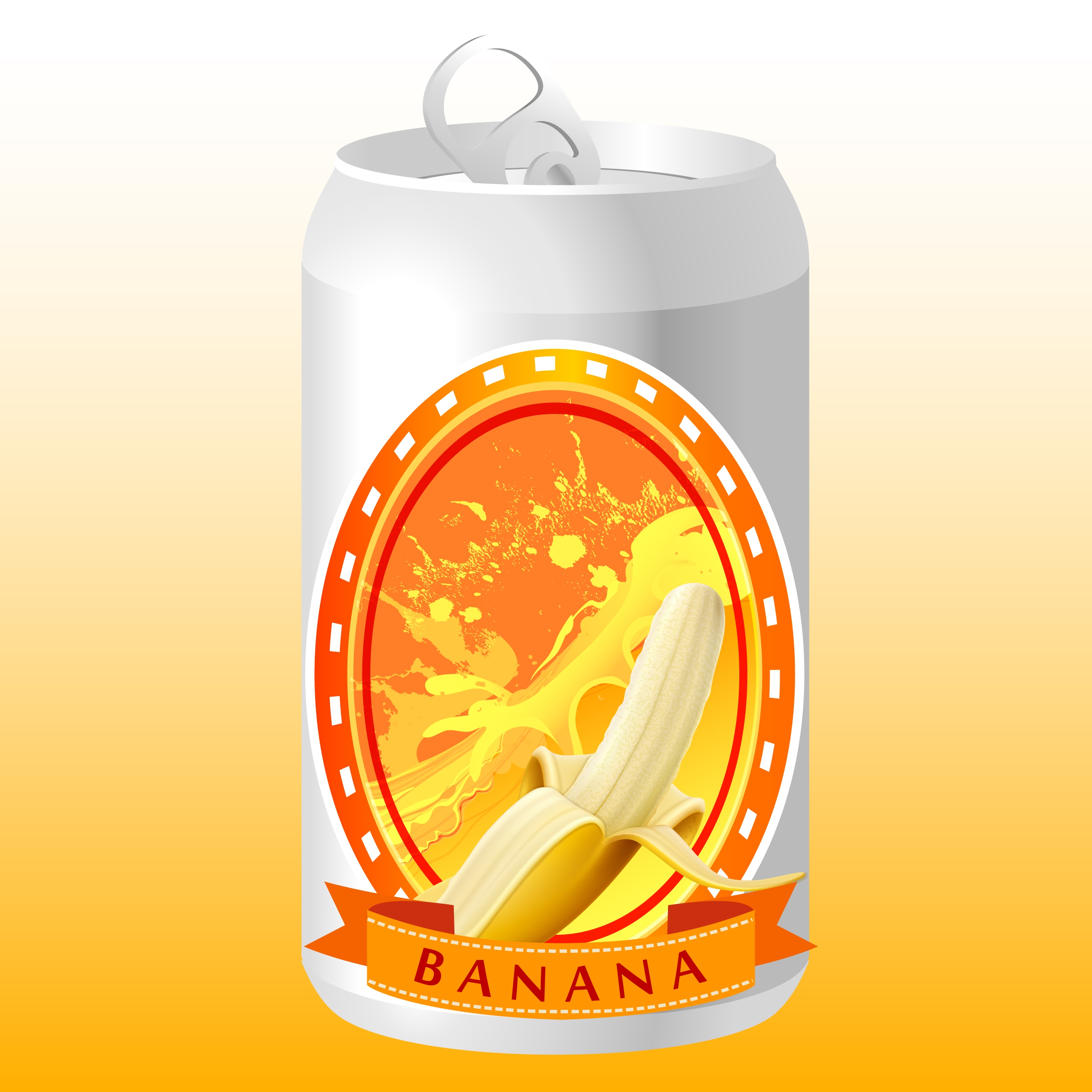 banana juice advertisement metallic white can ornament