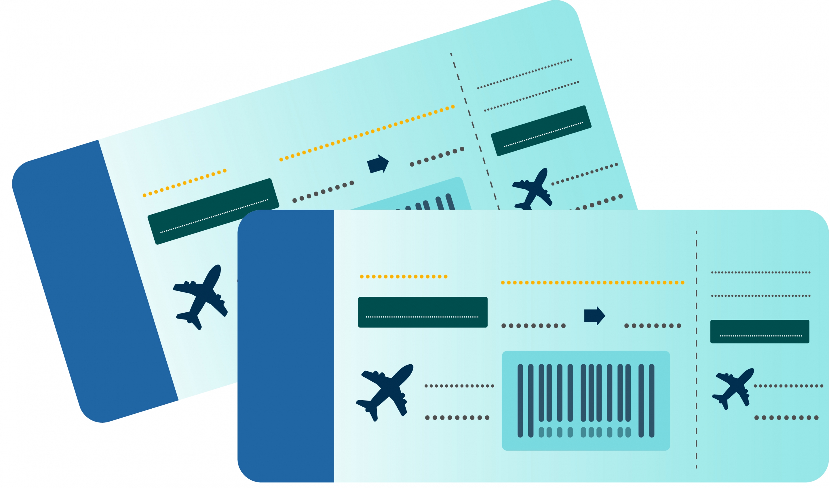 airplane ticket icons horizontal rectangular design silhouette sketch