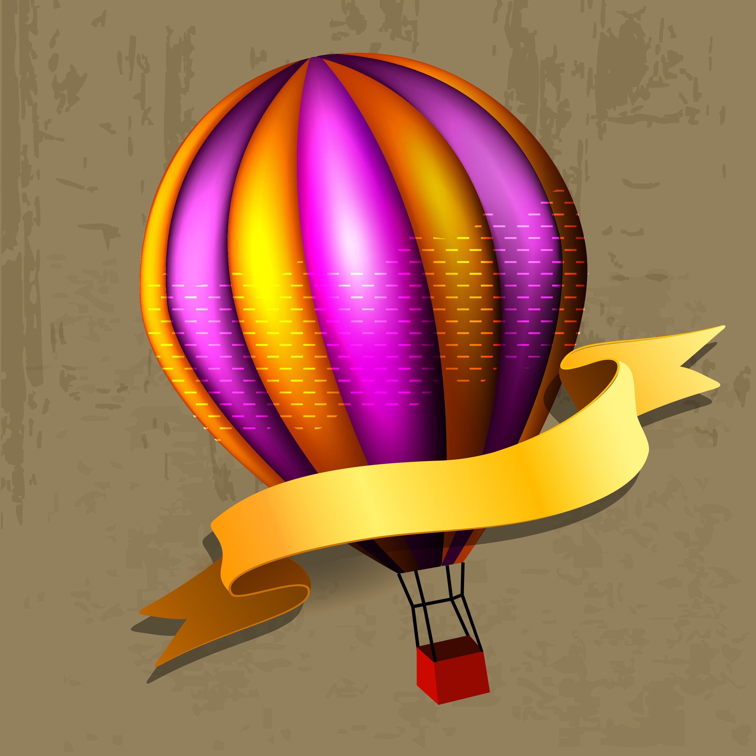 balloon icon decoration colorful ornament with yellow ribbon