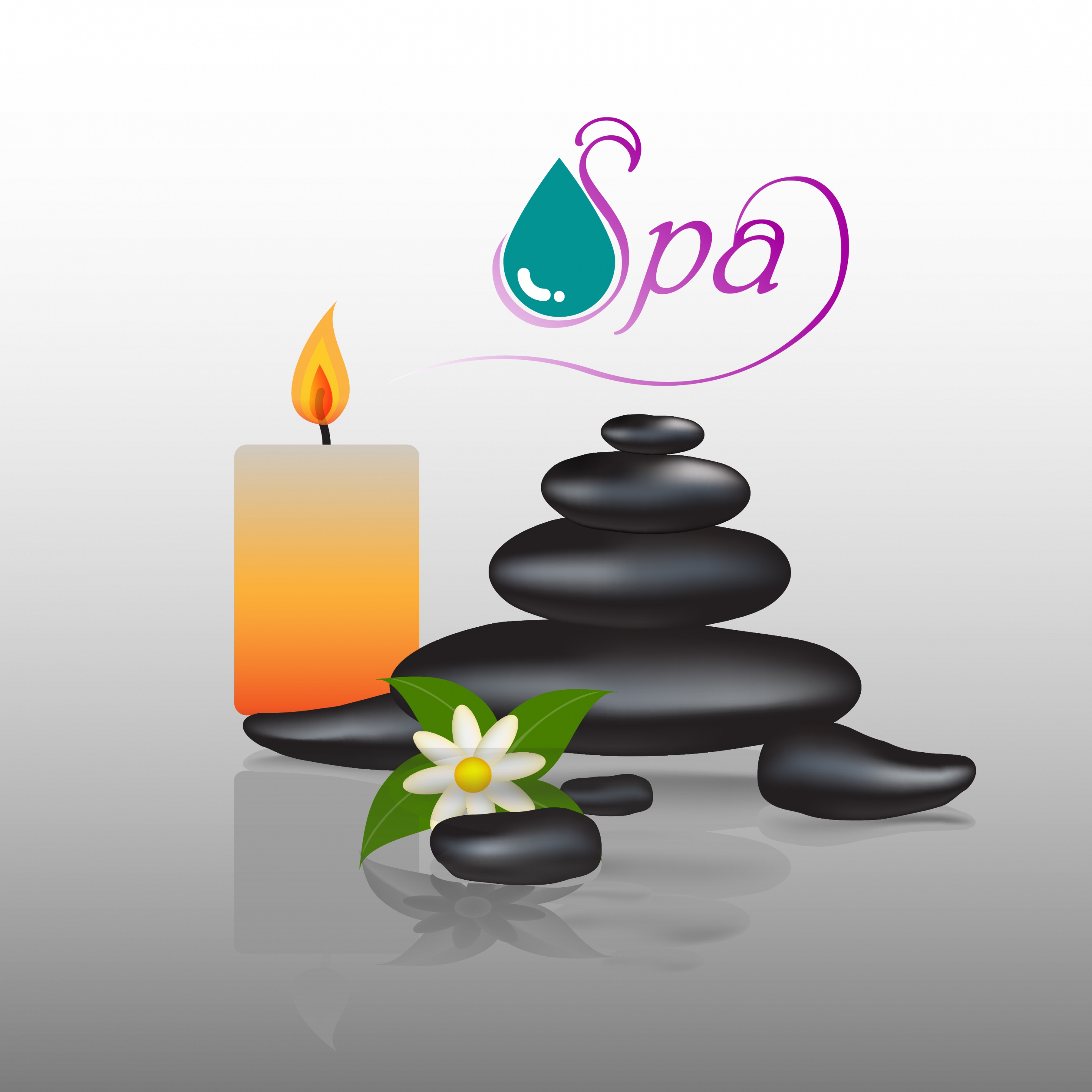 spa colored background candle stones droplet flower decoration