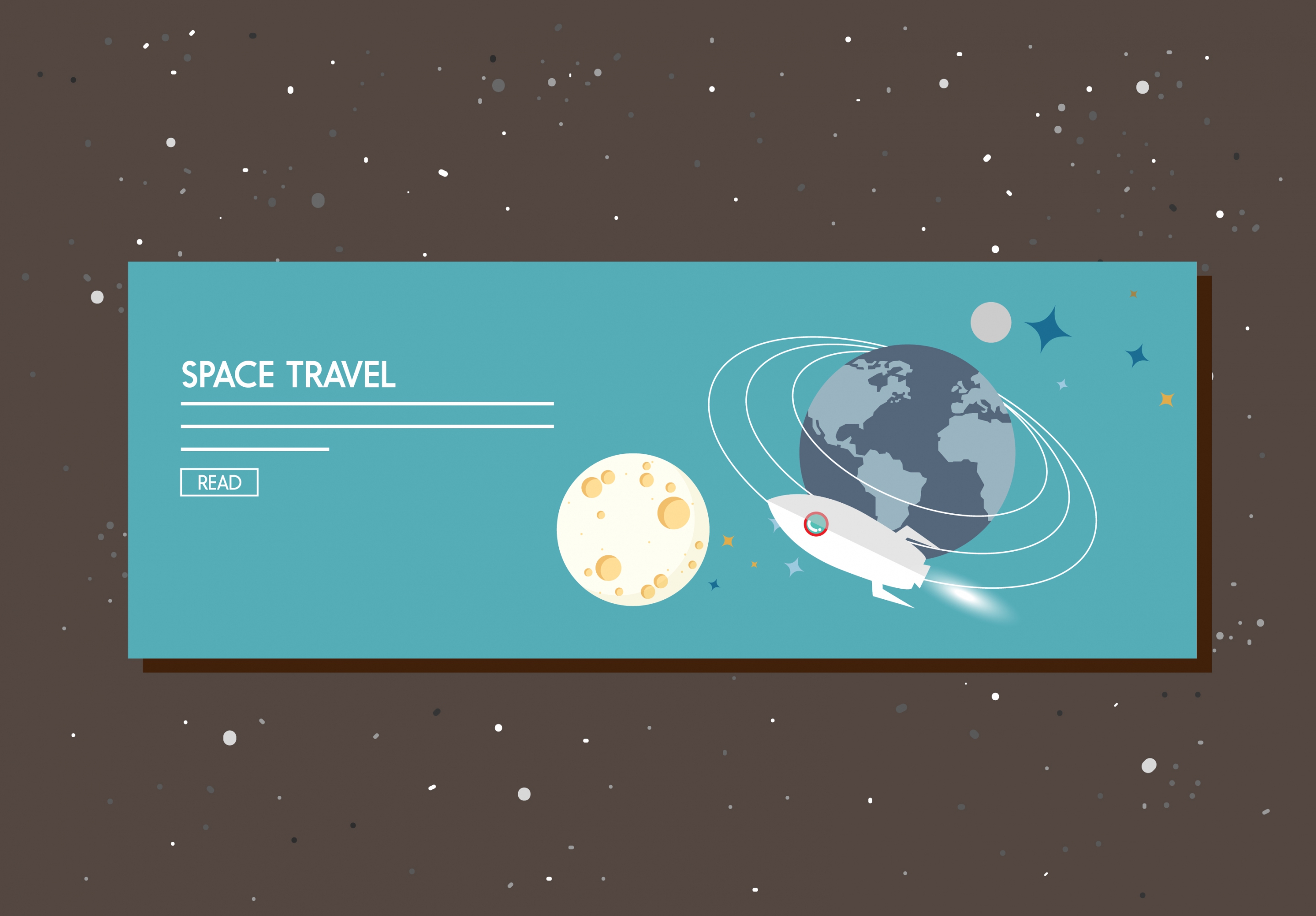 space travel banner planets spaceship ornament webpage manner