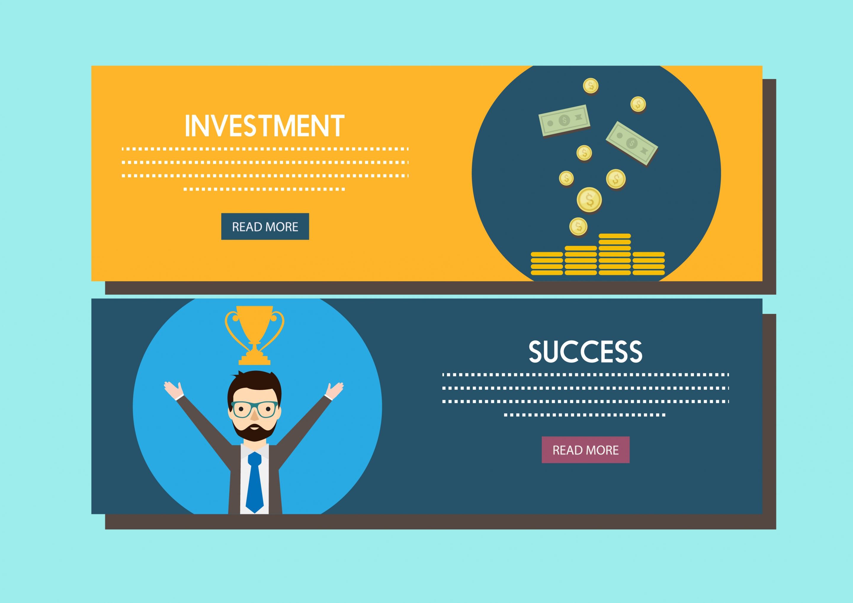 investment success concept banners colorful webpage style