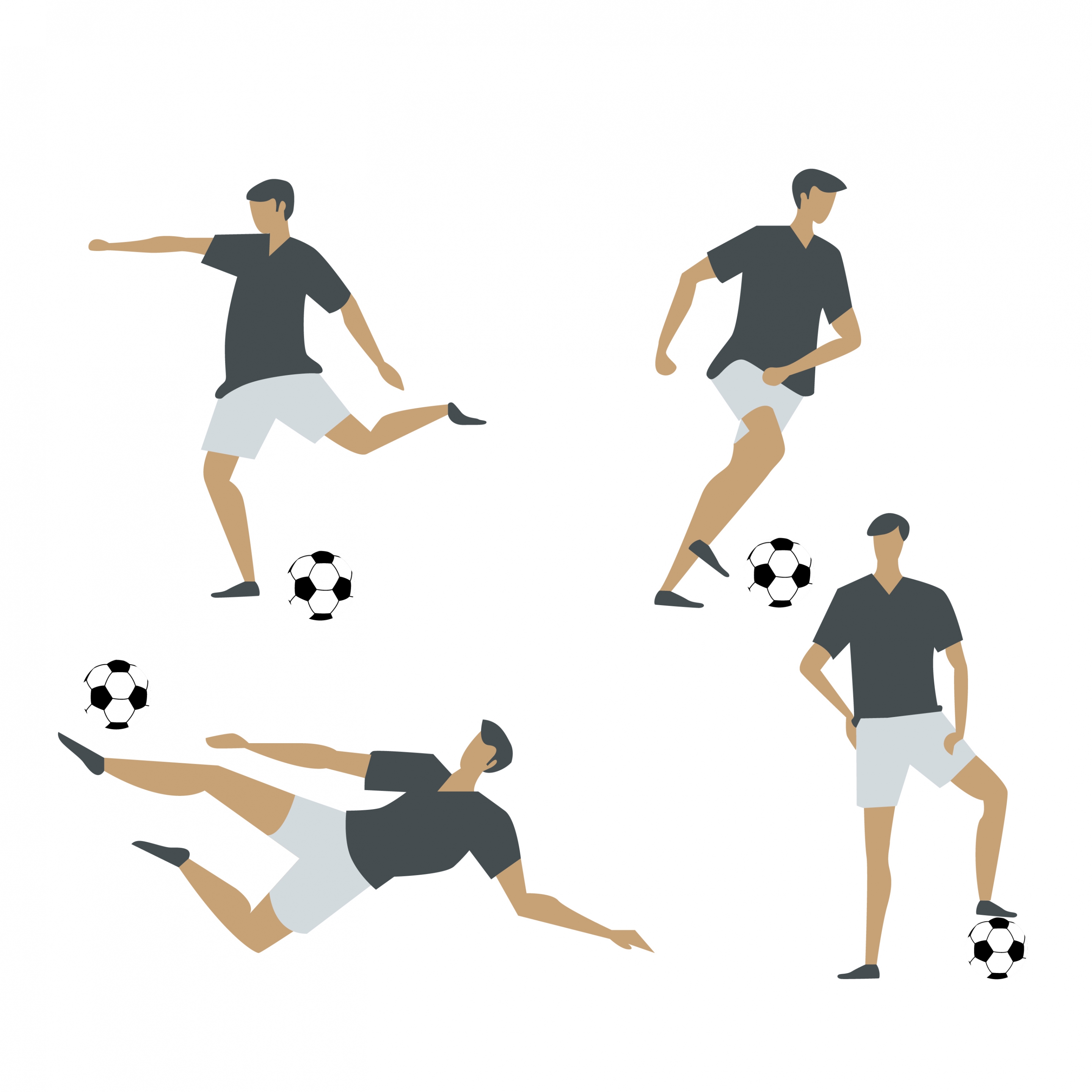 soccer player icons collection various postures design