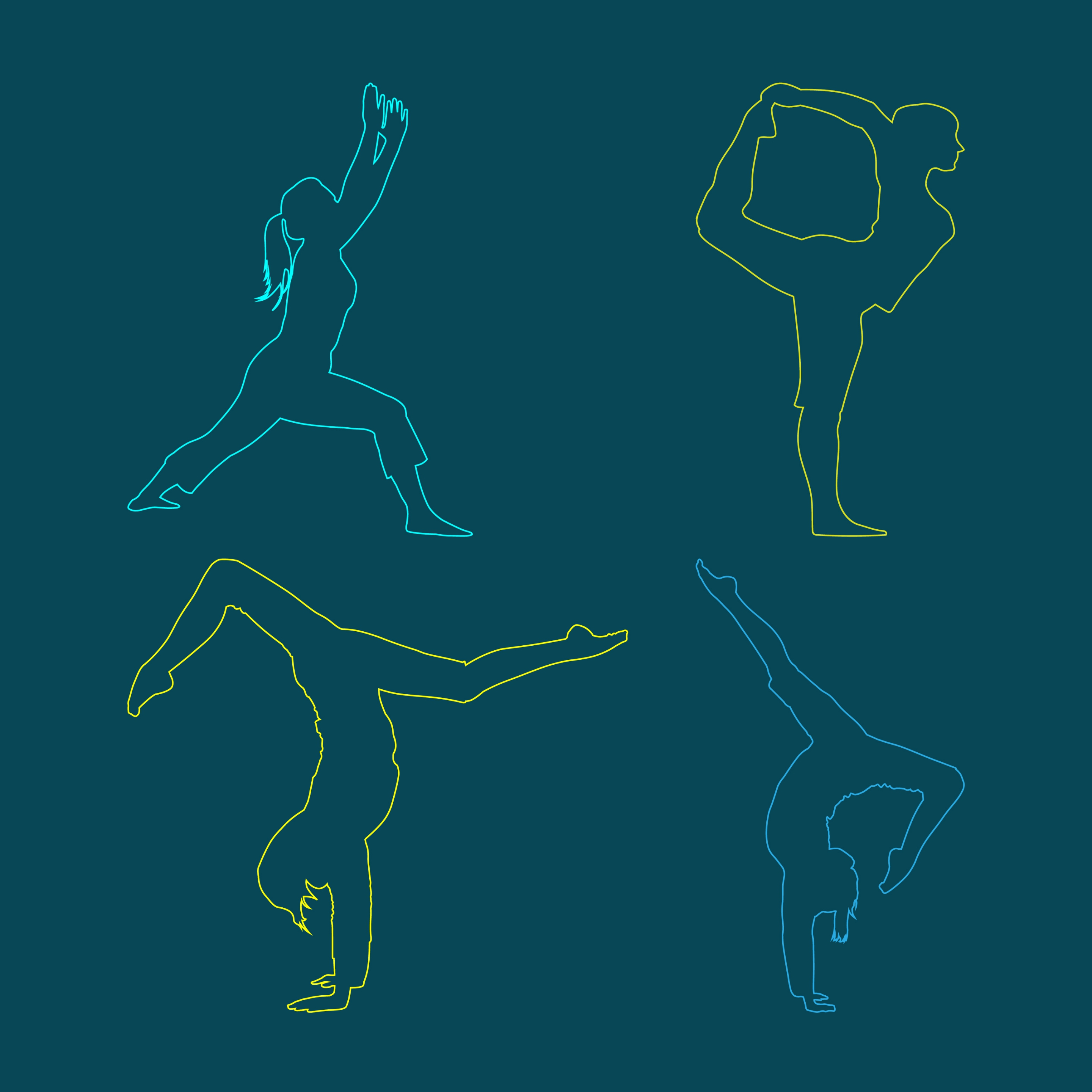 people doing exercise icons silhouette style outline