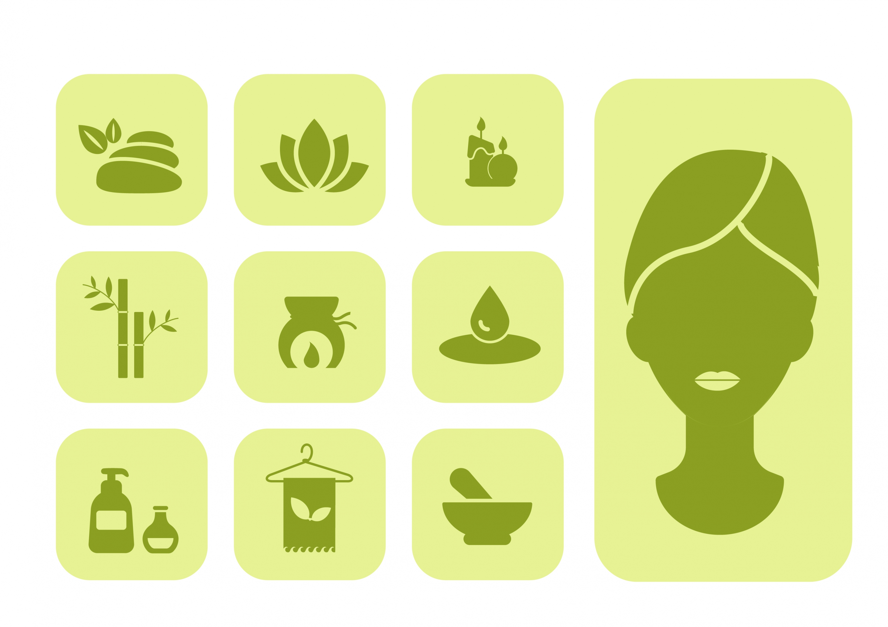 spa icons design elements various symbols dark silhouettes